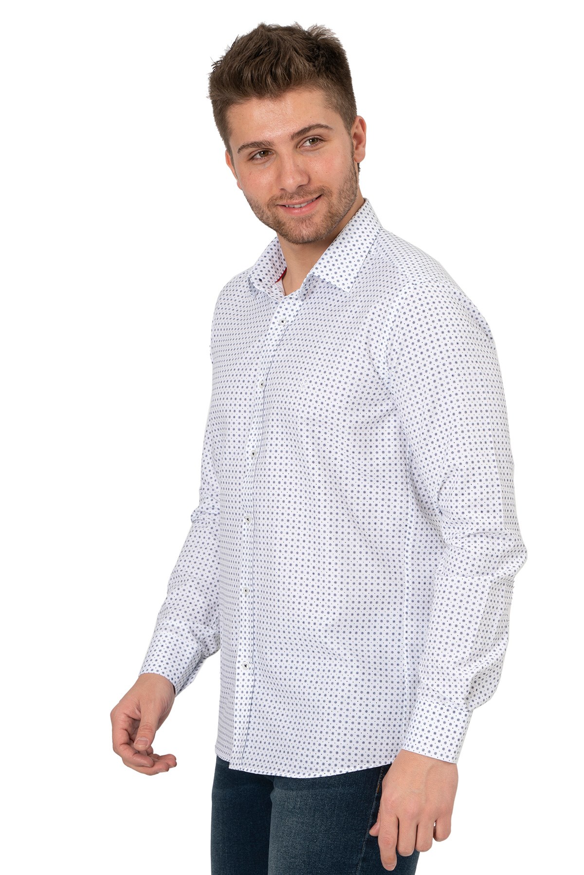 White StoneWHİTE STONE  2021-Y  PAMUK- POLYESTER REGULAR GÖMLEK  REGULAR UZUNKOL  DESENLİ