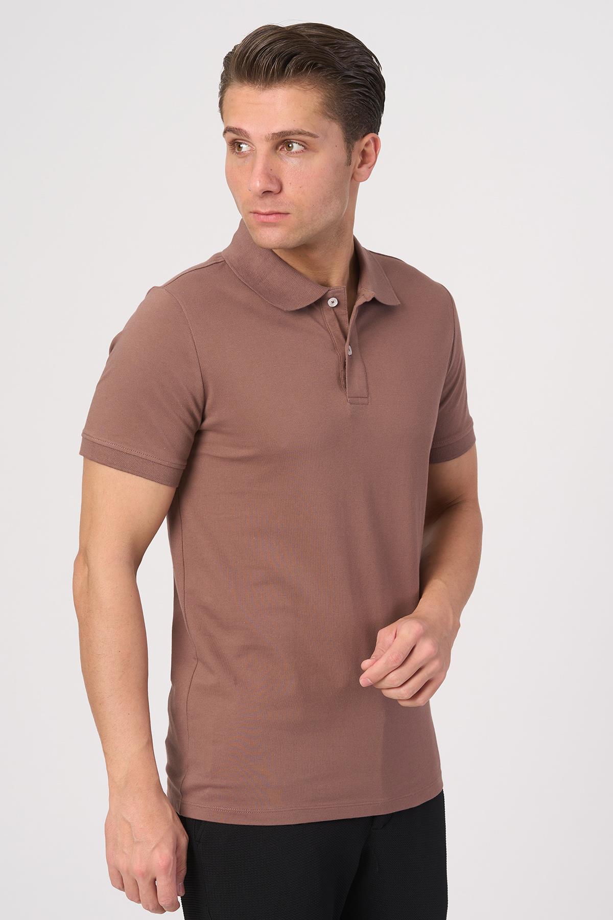 White StoneWHİTE STONE  2025-Y  2570-Y POLA YAKA TSHIRT    Taba
