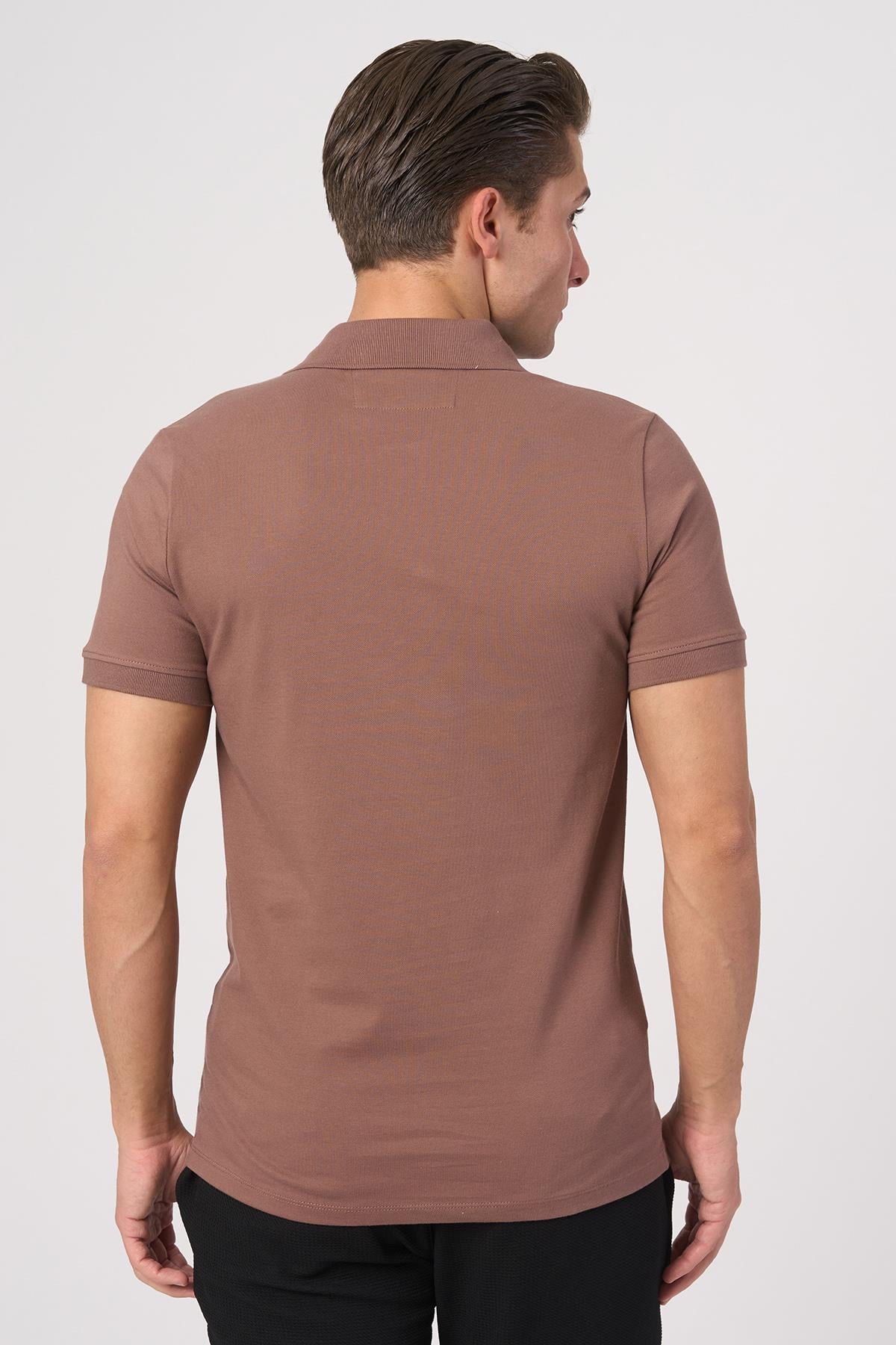 White StoneWHİTE STONE  2025-Y  2570-Y POLA YAKA TSHIRT    Taba