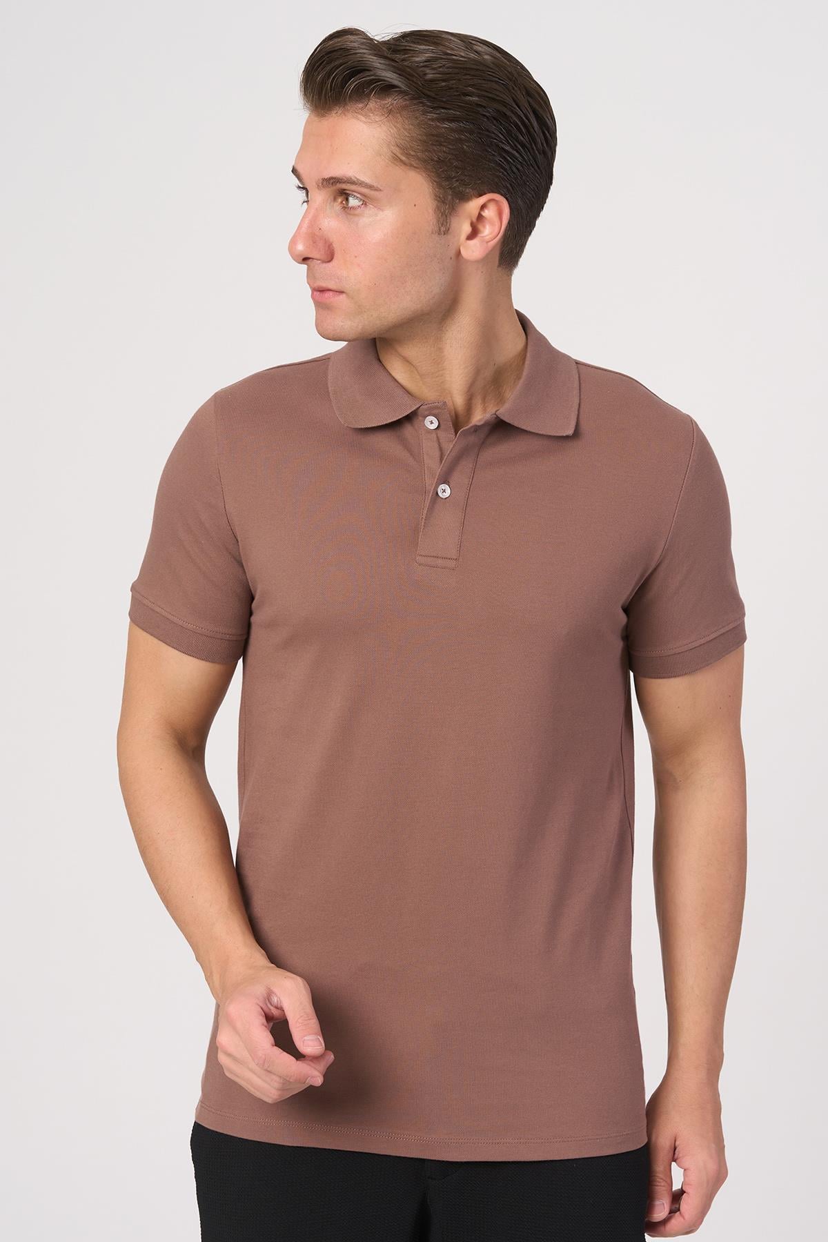 White StoneWHİTE STONE  2025-Y  2570-Y POLA YAKA TSHIRT    Taba