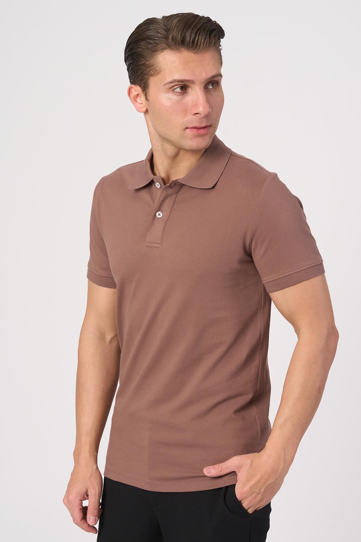 White StoneWHİTE STONE  2025-Y  2570-Y POLA YAKA TSHIRT    Taba