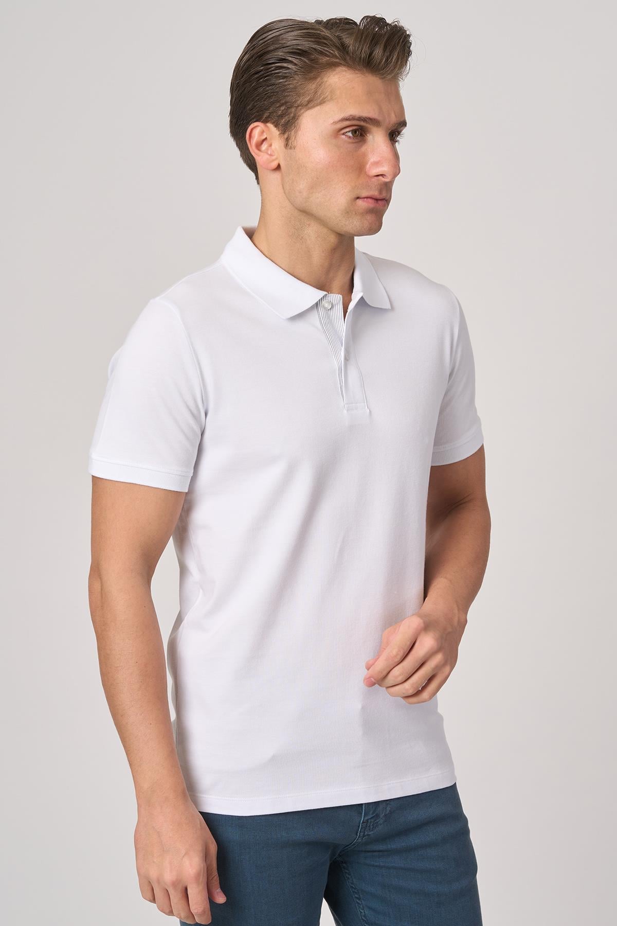 White StoneWHİTE STONE  2025-Y  3225-Y POLA YAKA TSHIRT    BEYAZ