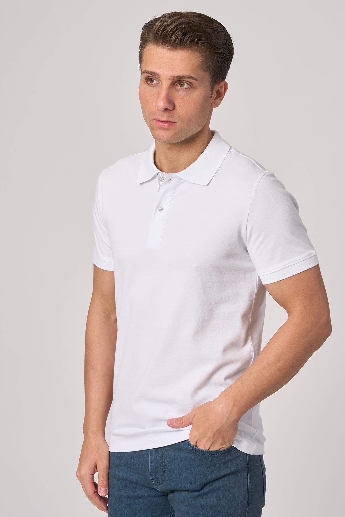 White StoneWHİTE STONE  2025-Y  3225-Y POLA YAKA TSHIRT    BEYAZ