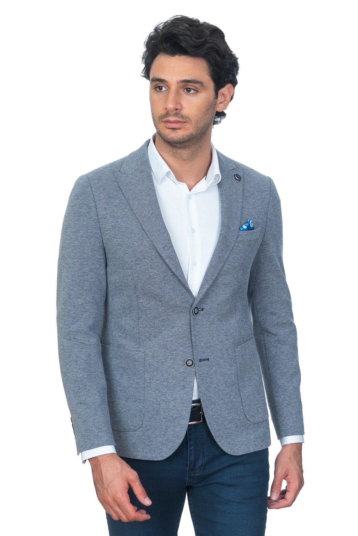 White StoneWhite Stone Alpha Slim Fit Ceket Desenli İndigo