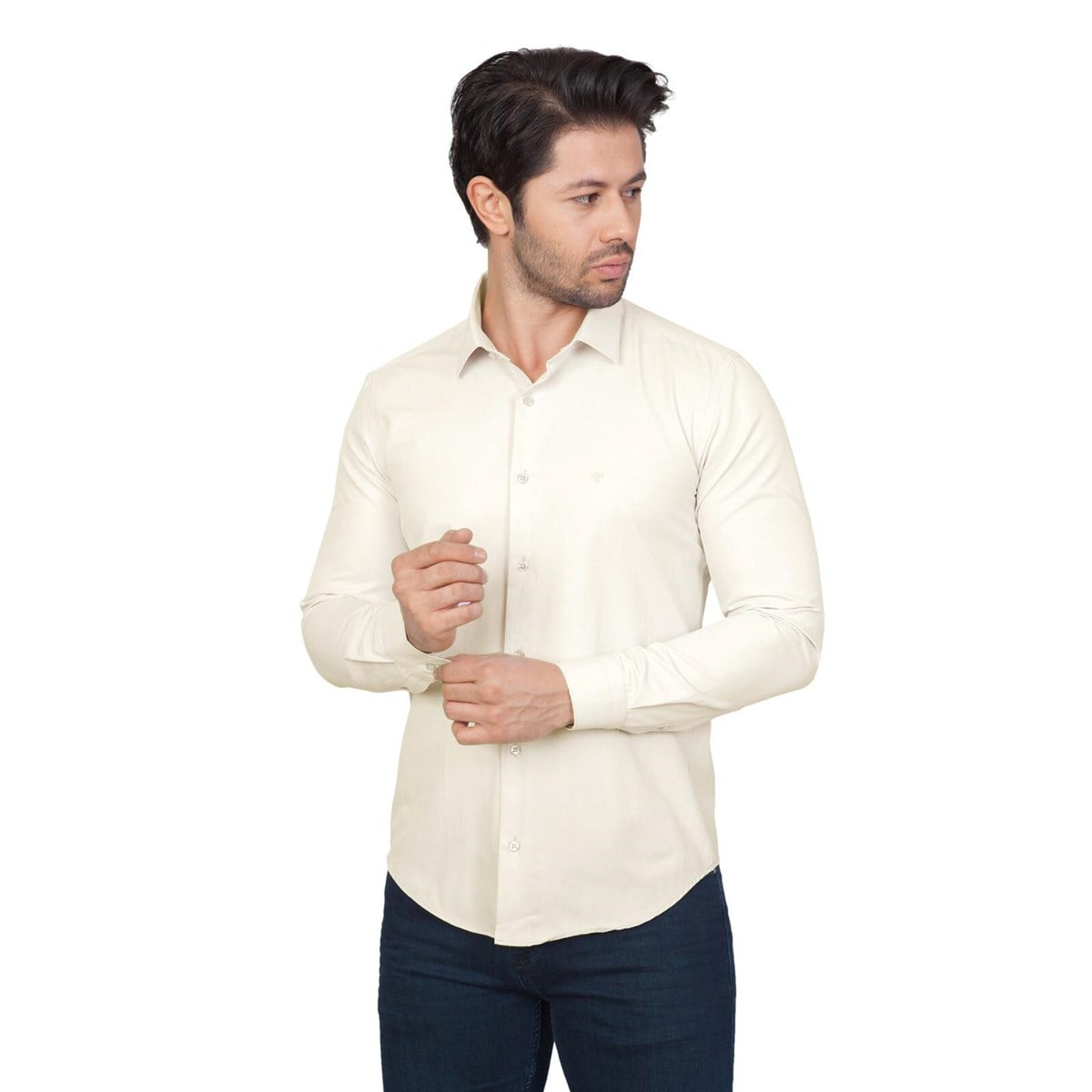 White StoneWhite Stone Dakron Slim Fit Gömlek-Krem