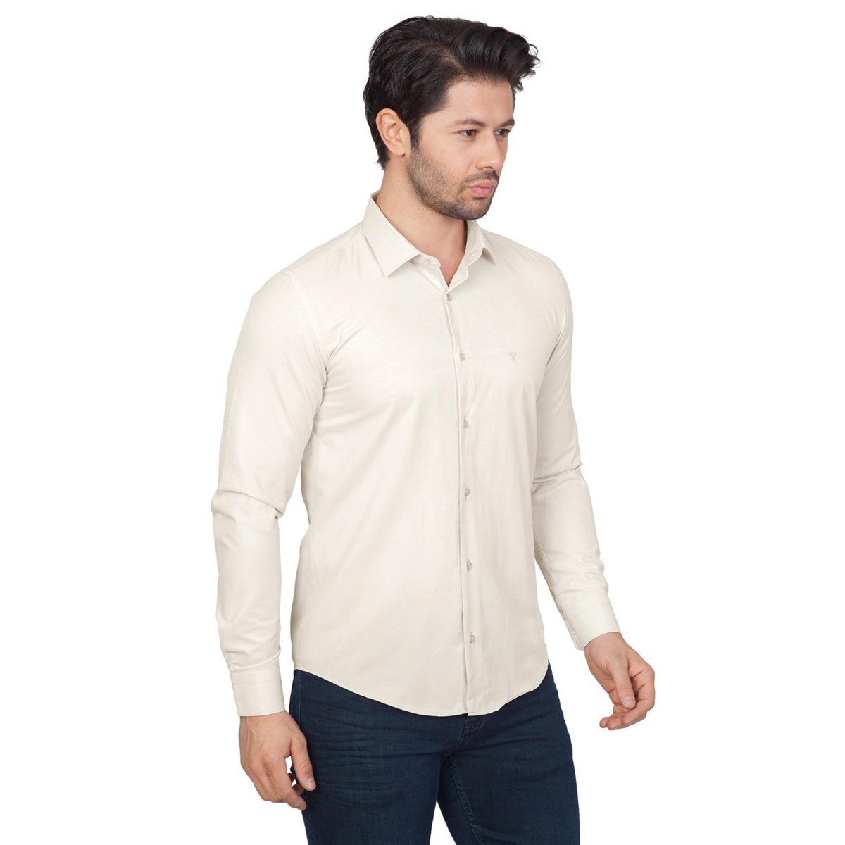 White StoneWhite Stone Dakron Slim Fit Gömlek-Krem
