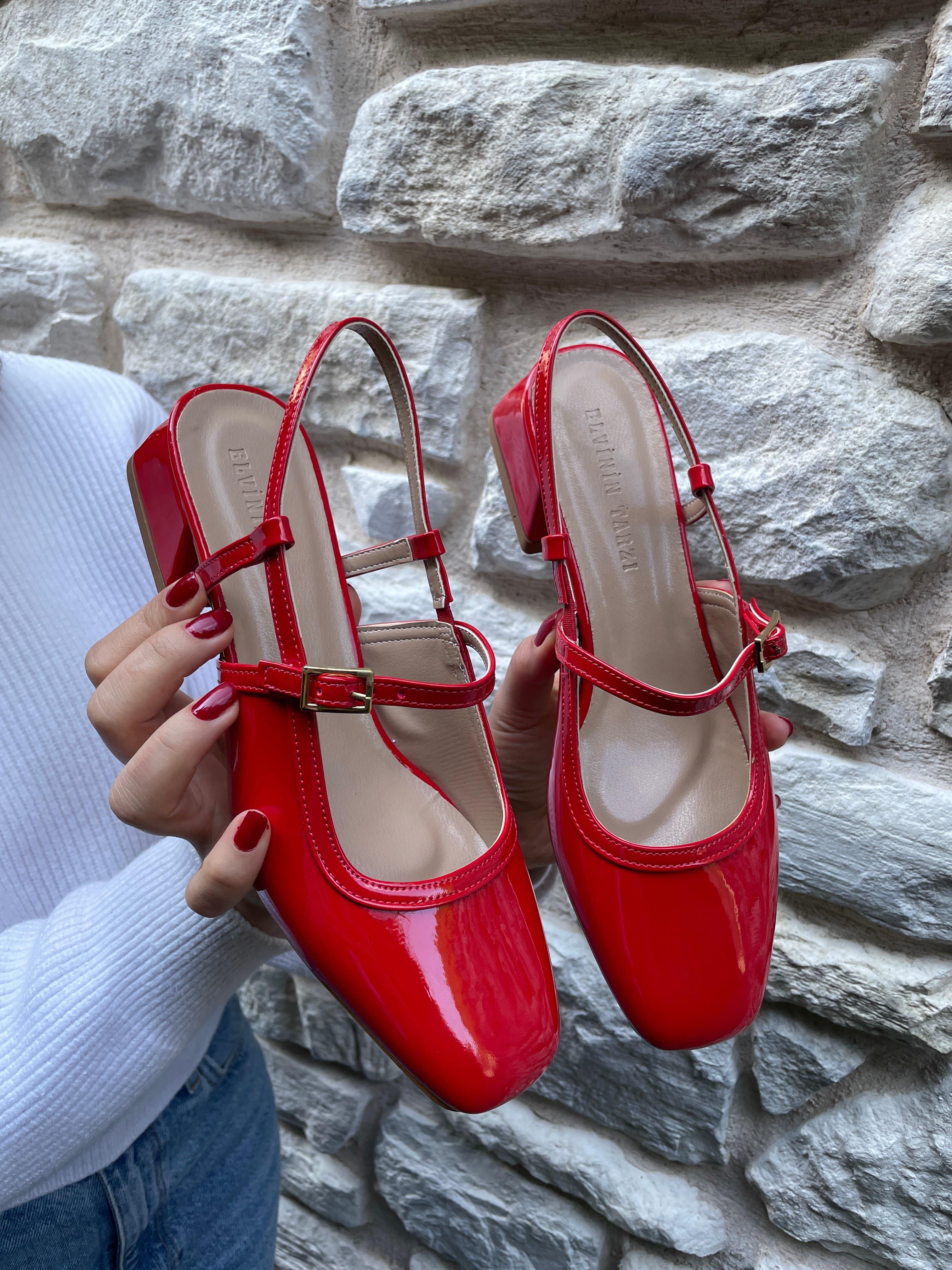 Denisa Kırmızı Rugan Renk Babet