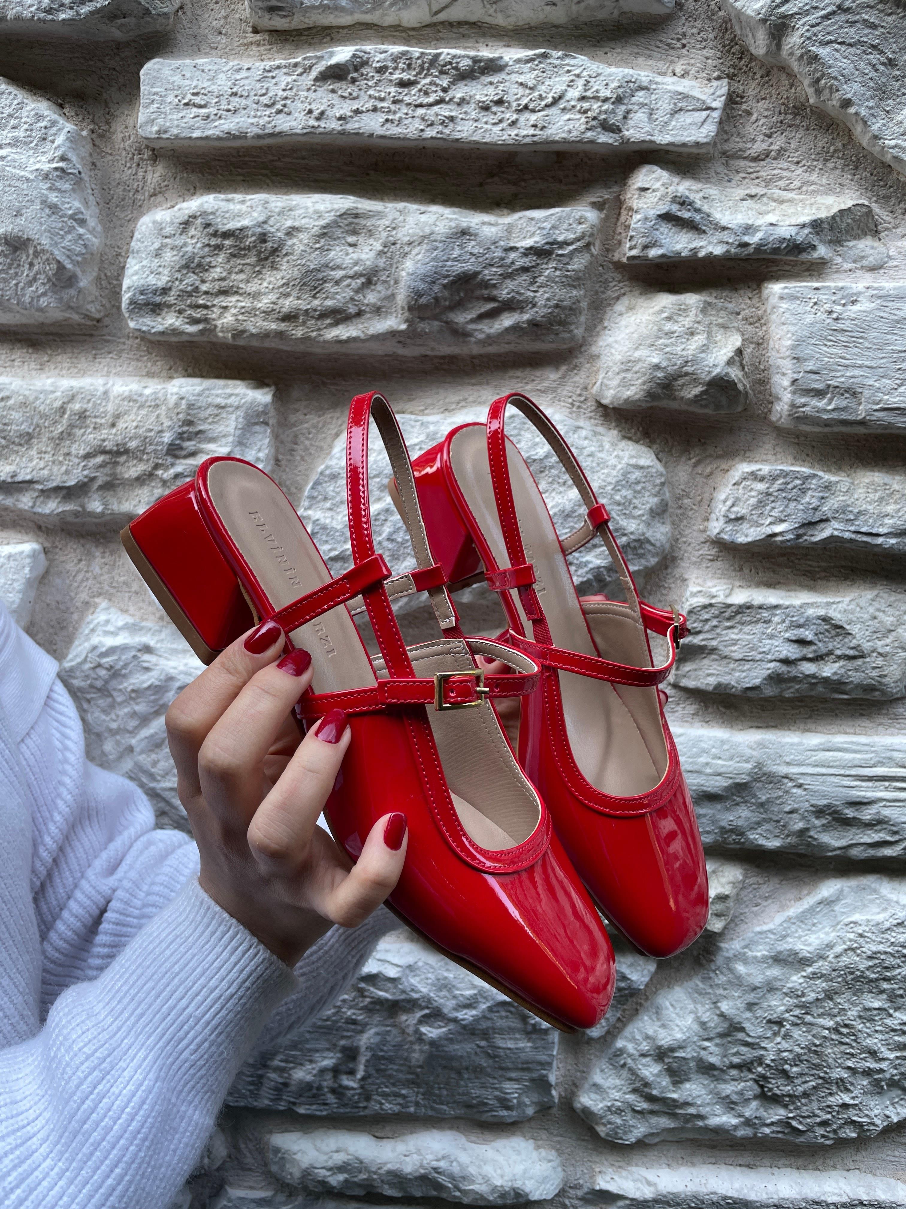 Denisa Kırmızı Rugan Renk Babet