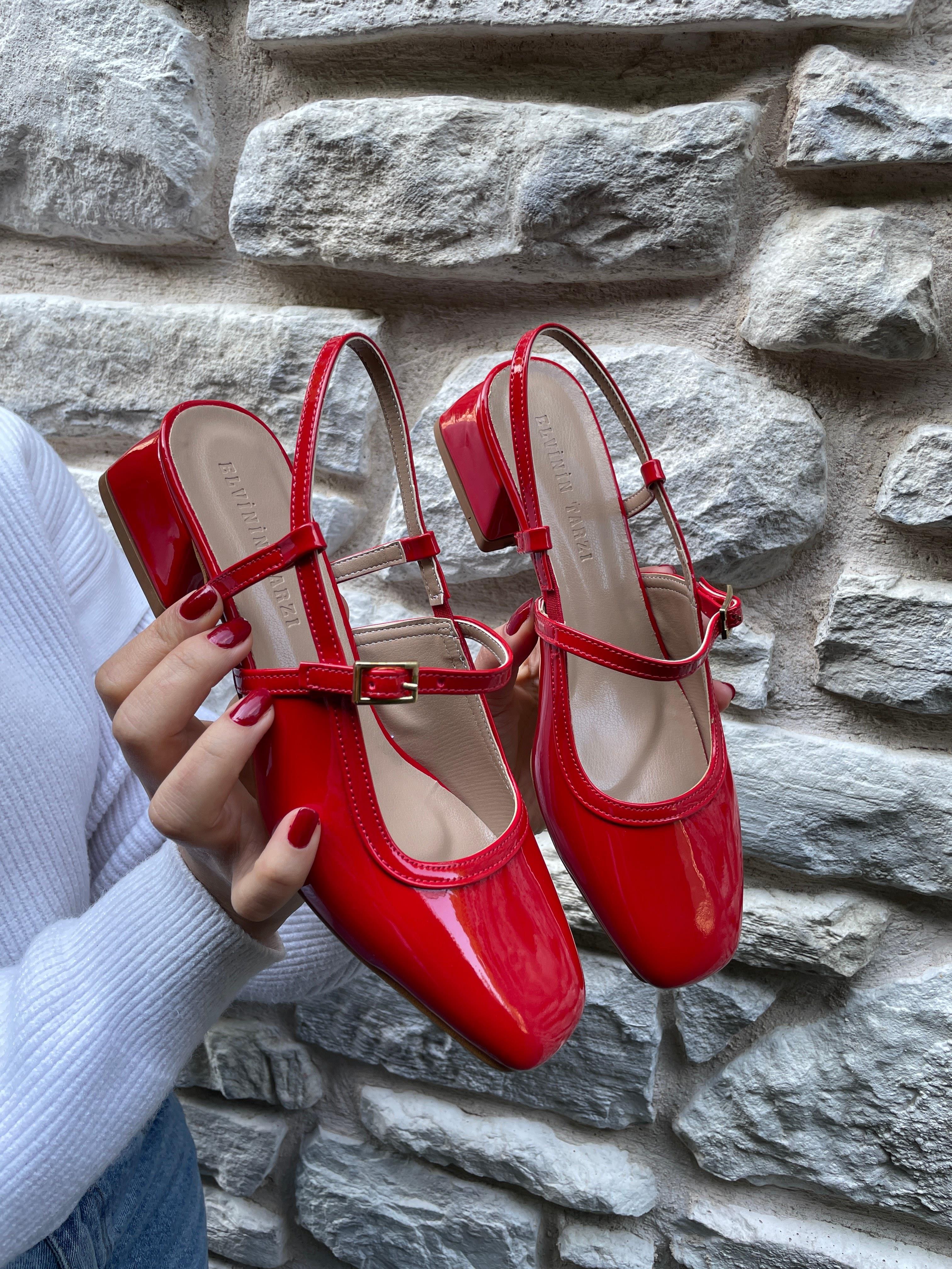 Denisa Kırmızı Rugan Renk Babet