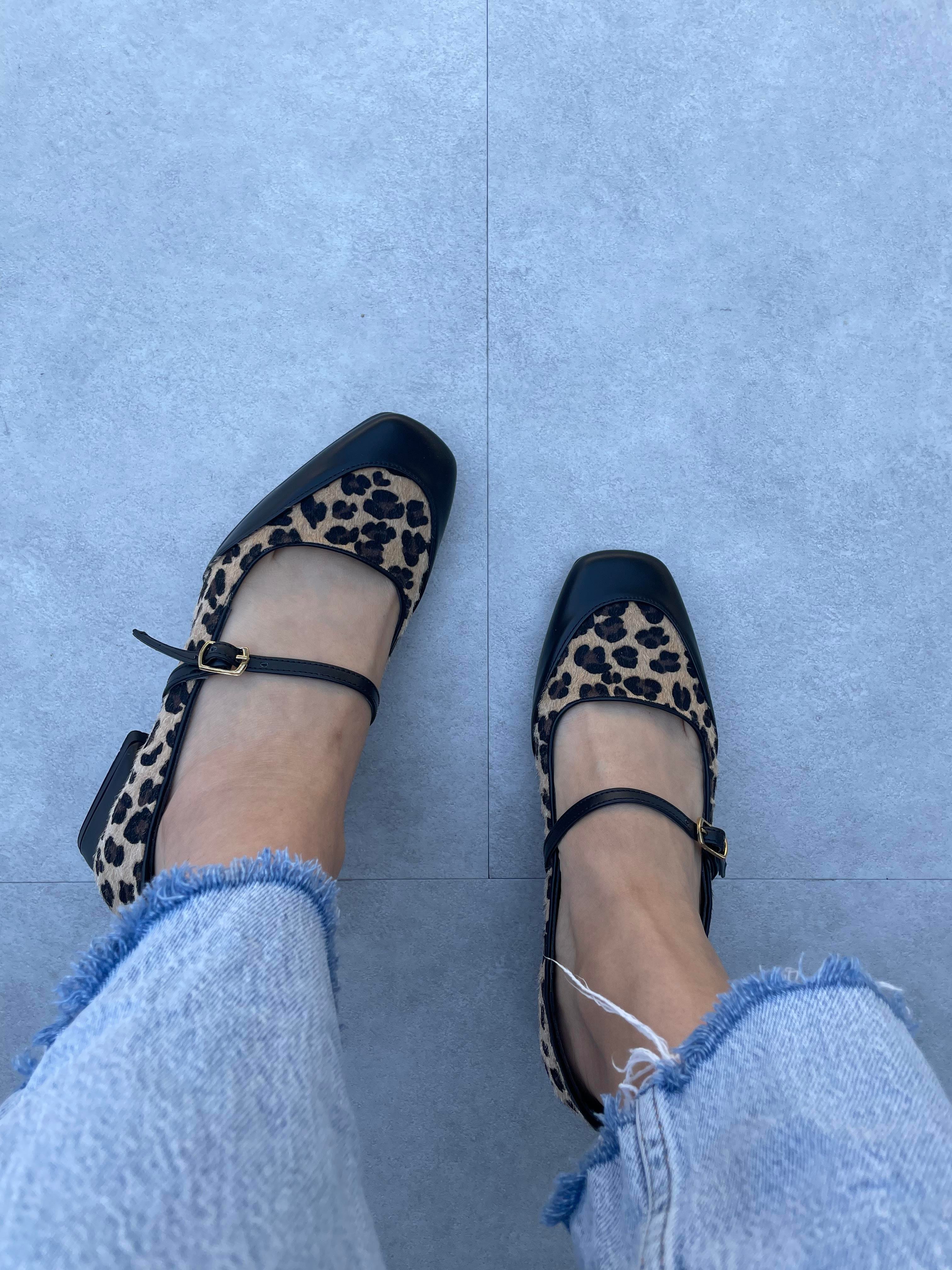 Miles Leopar Parçalı Renk Detaylı Topuklu Ayakkabı
