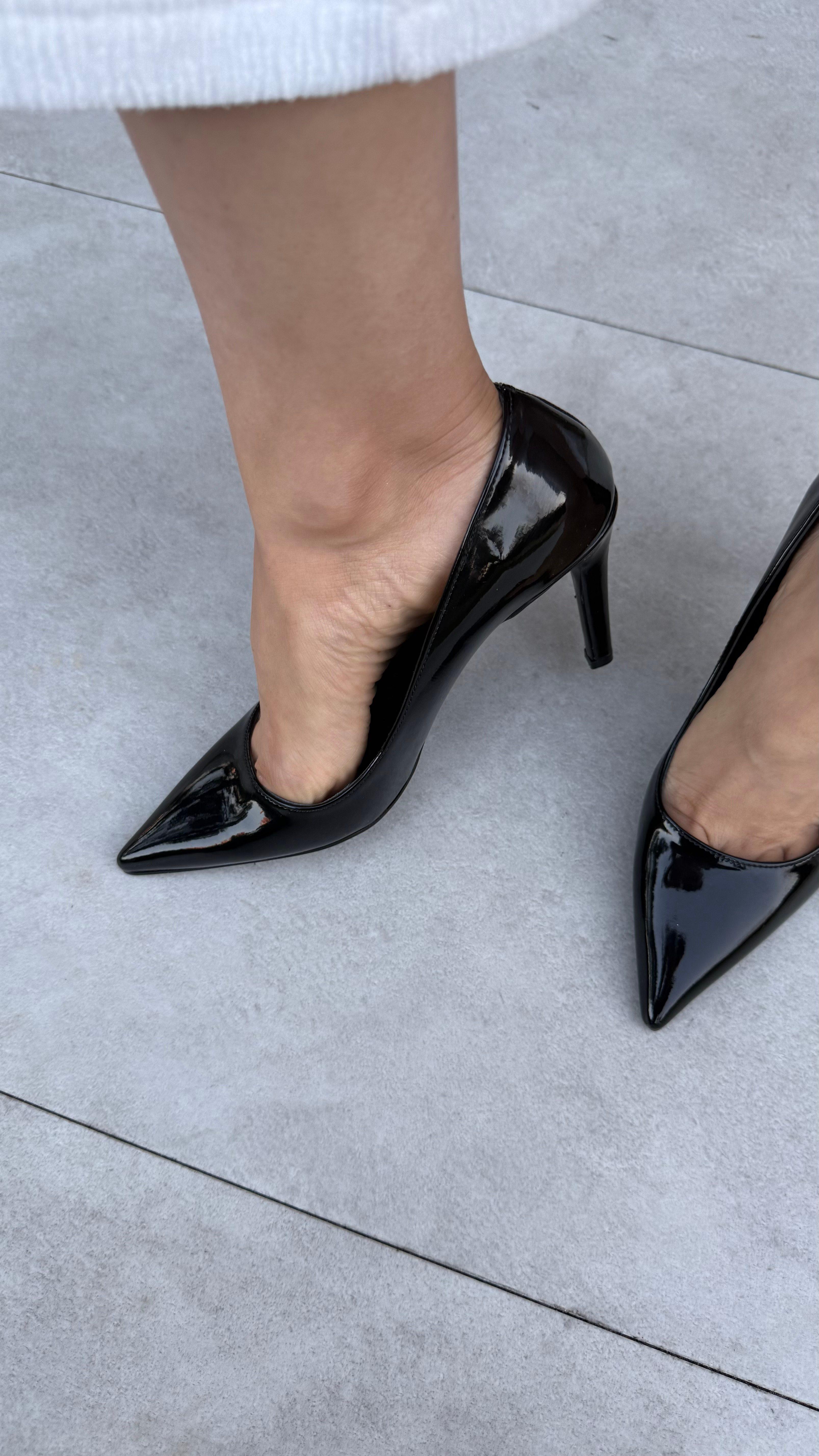 Stacy Siyah Rugan Kadın Stiletto