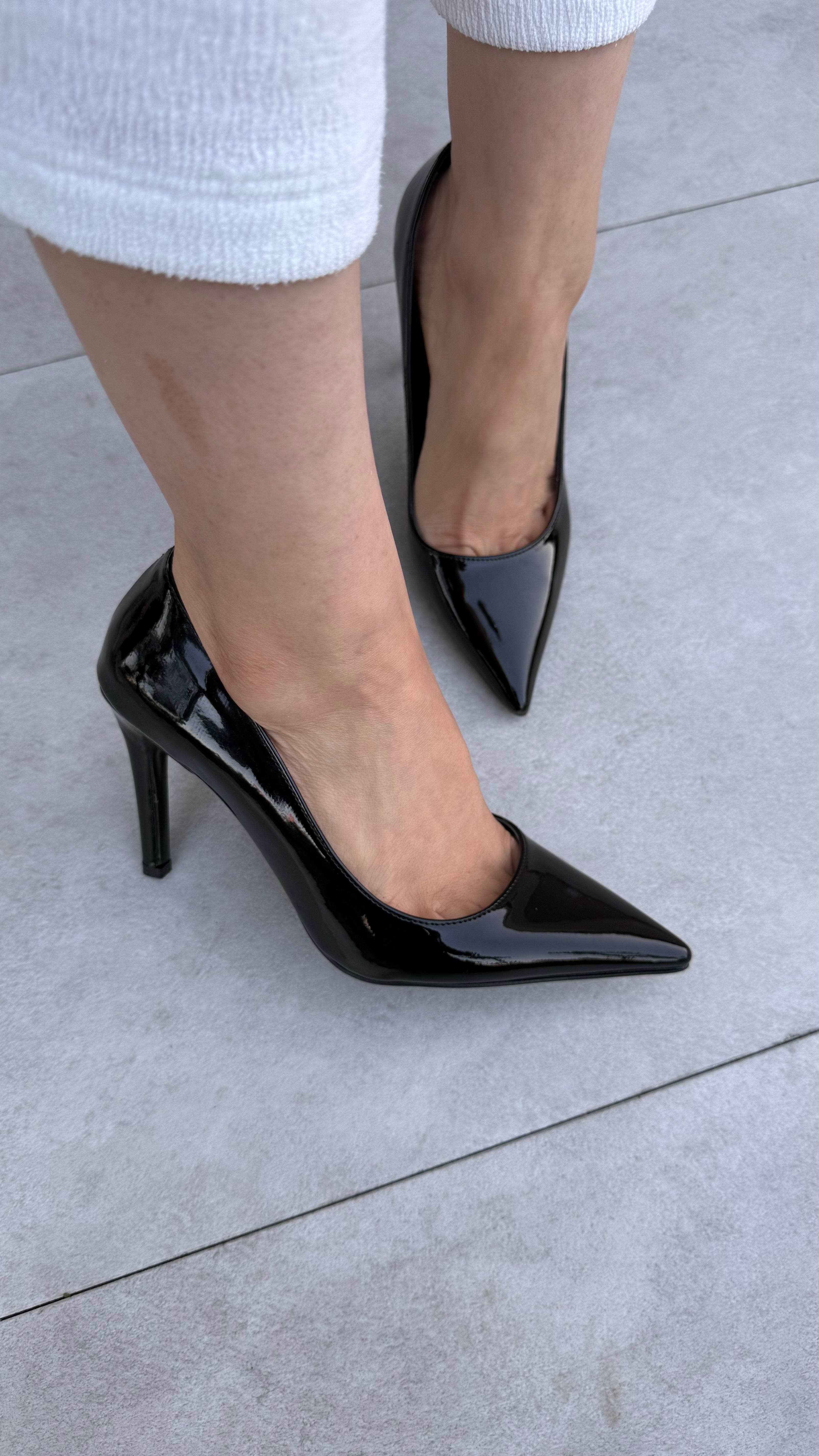 Stacy Siyah Rugan Kadın Stiletto