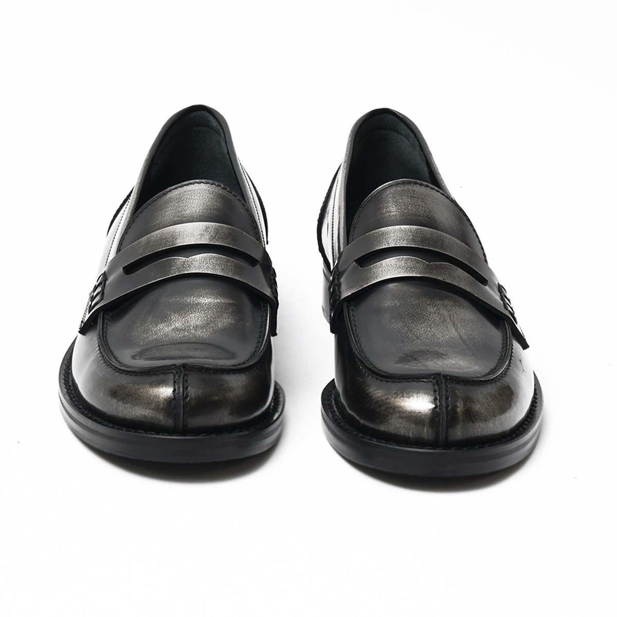 Sıton Parlak Deri Antrasit Loafer