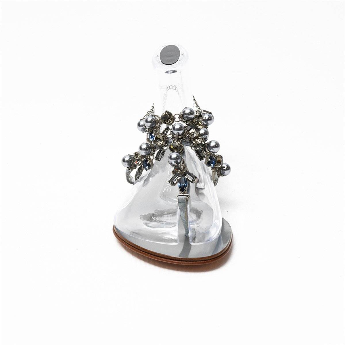 Tesorone Swarovski Taşlı Kösele Tabanlı Deri  Sandalet (T050P)