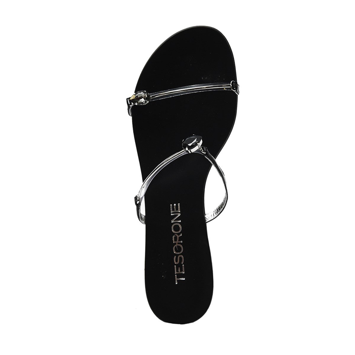 Tesorone Swarovski Taşlı Süet Kösele Tabanlı Deri Terlik (T318B)