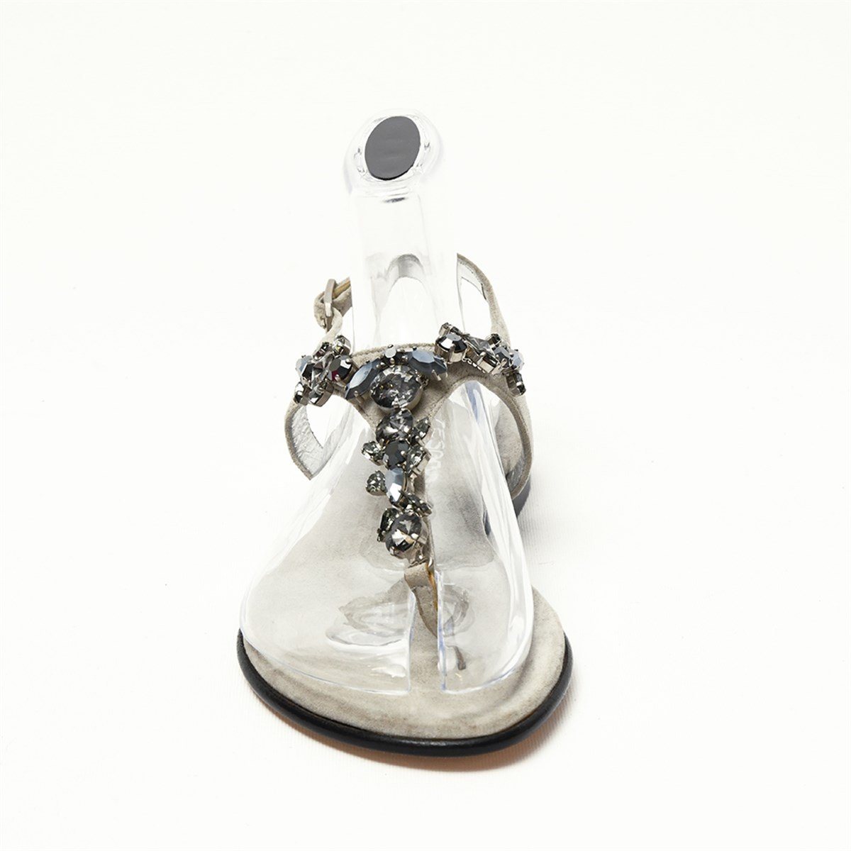 Tesorone Swarovski Taşlı Süet Kösele Tabanlı Deri Sandalet (T050F)