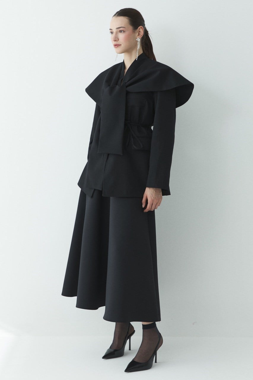 Fularlı Double Blazer Ceket - Siyah