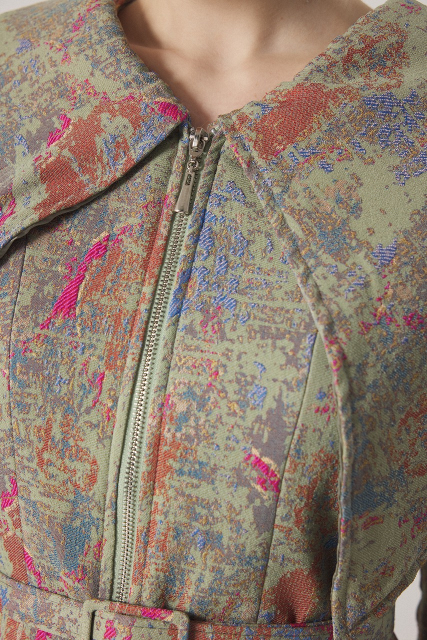 Geniş Yakalı Jakar Ceket - Mint