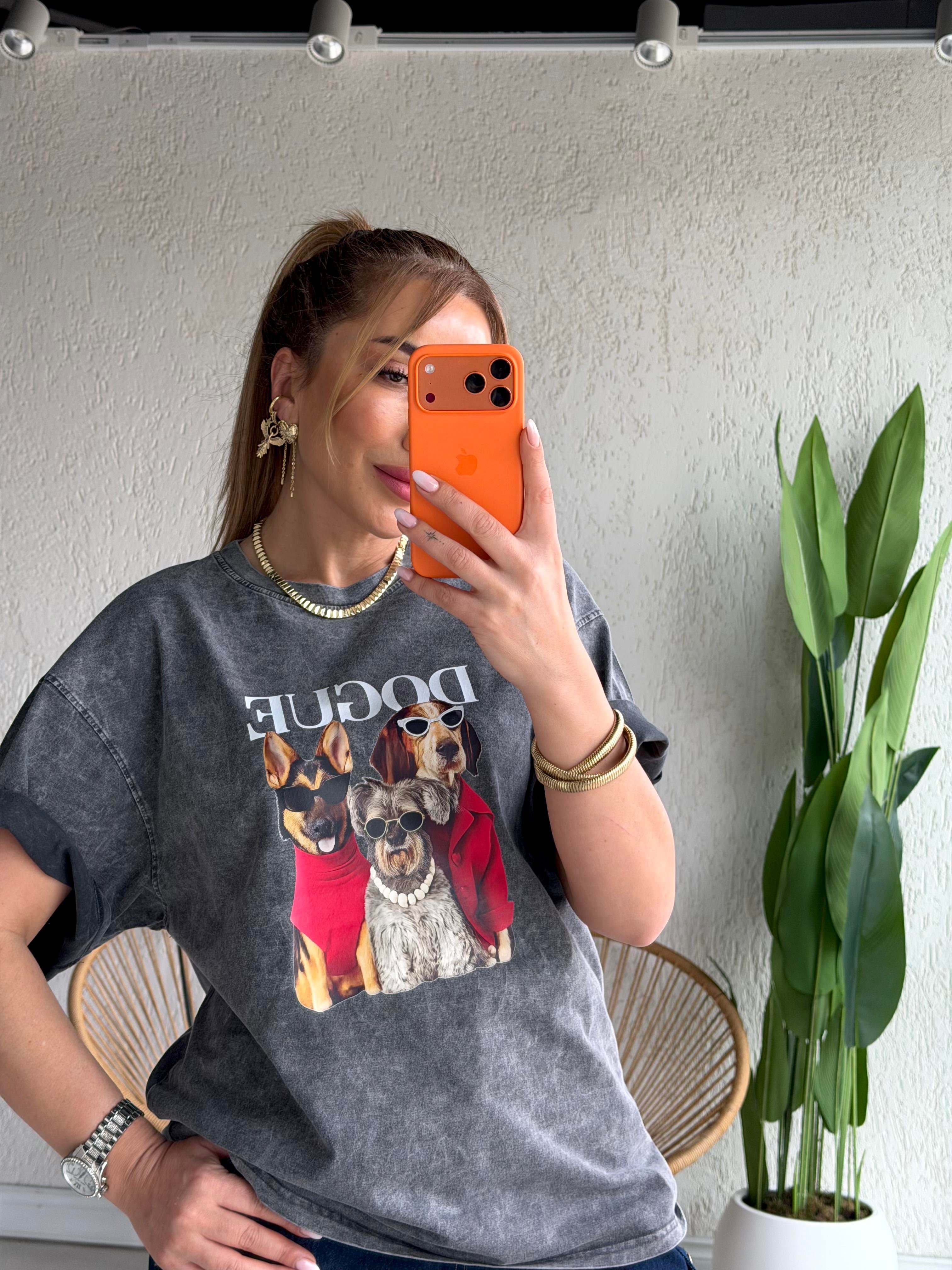 Antrasit Baskılı T-shirt