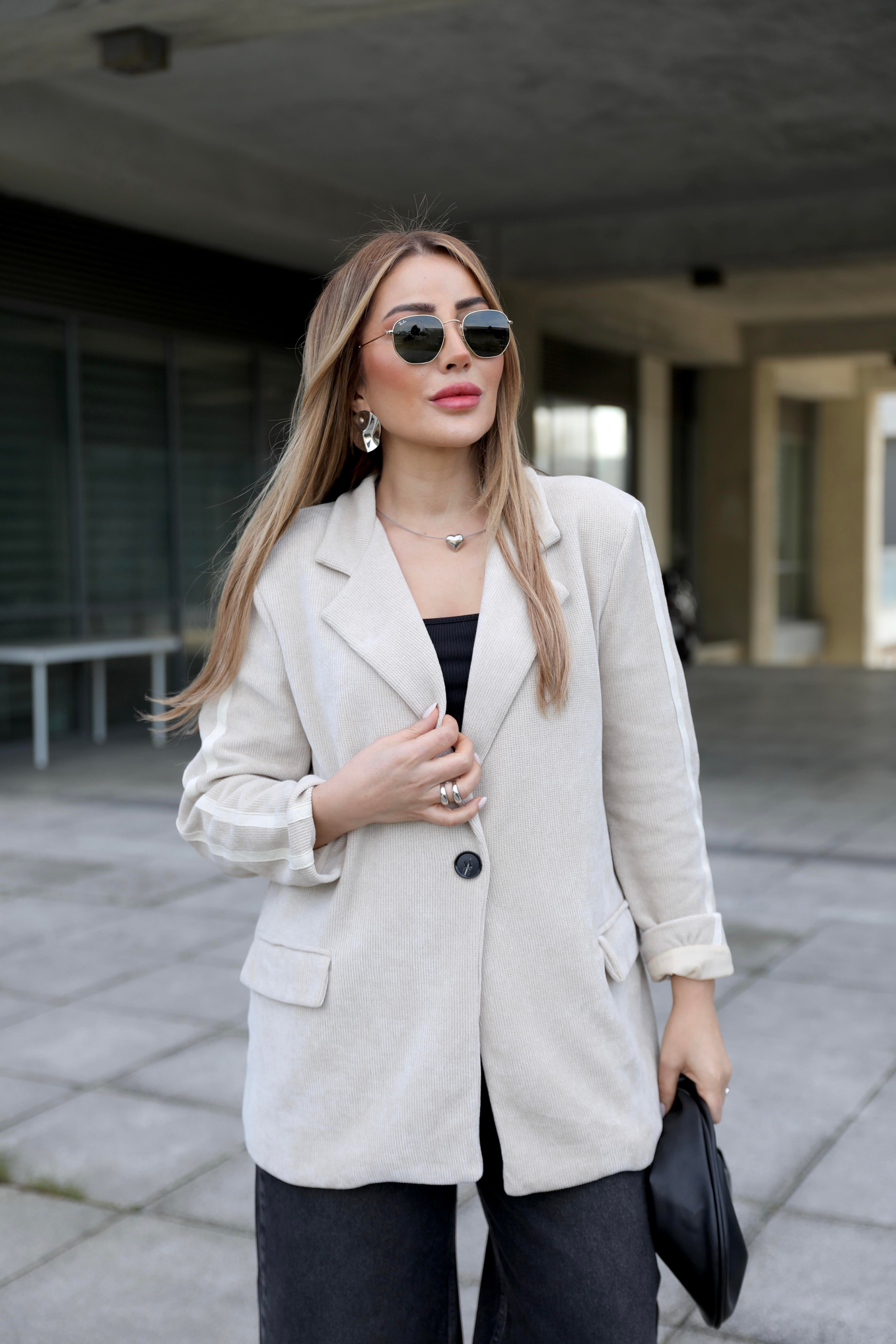 Bej Kadife İthal Blazer Ceket
