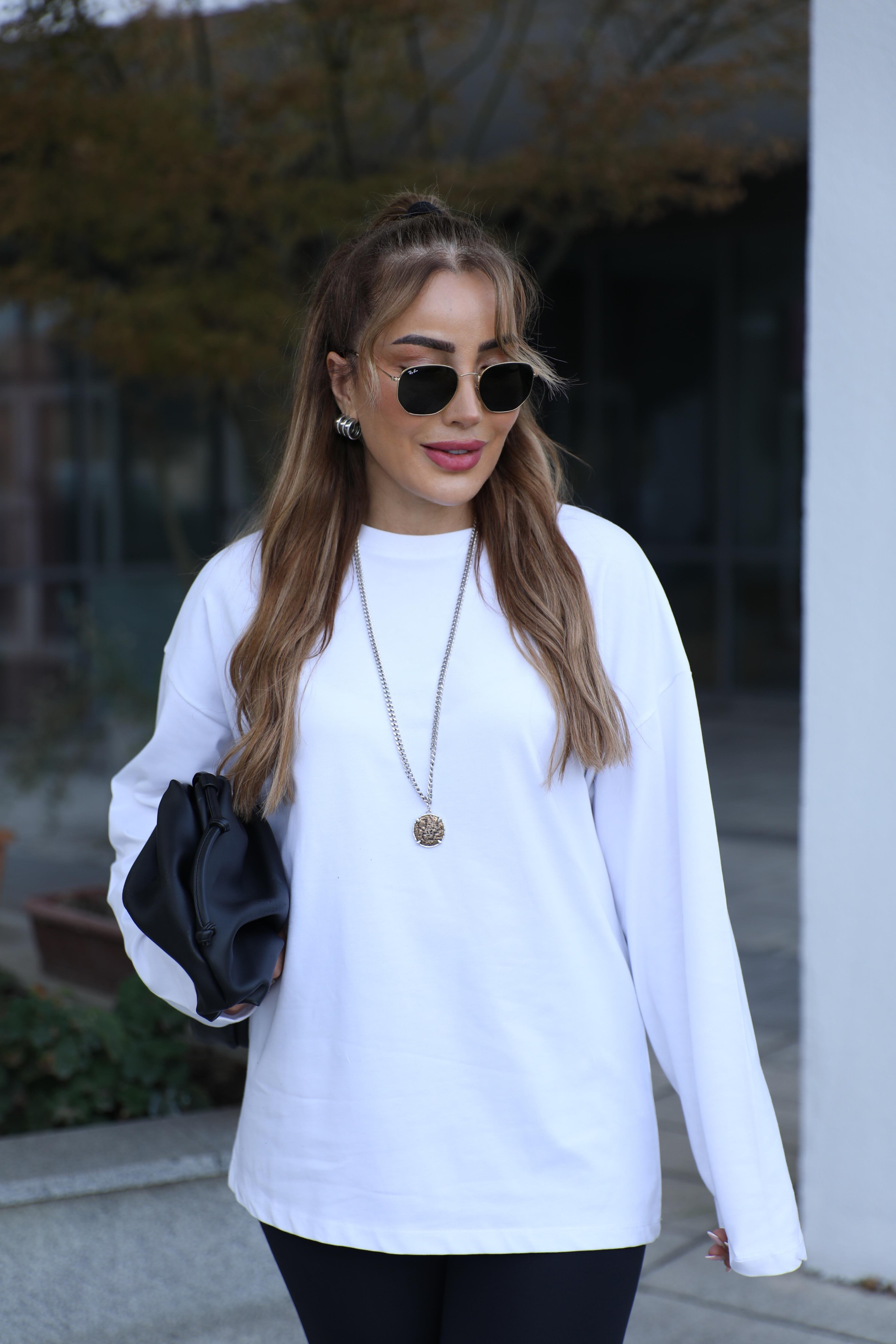 Beyaz Oversize Orj Basic T-shirt 