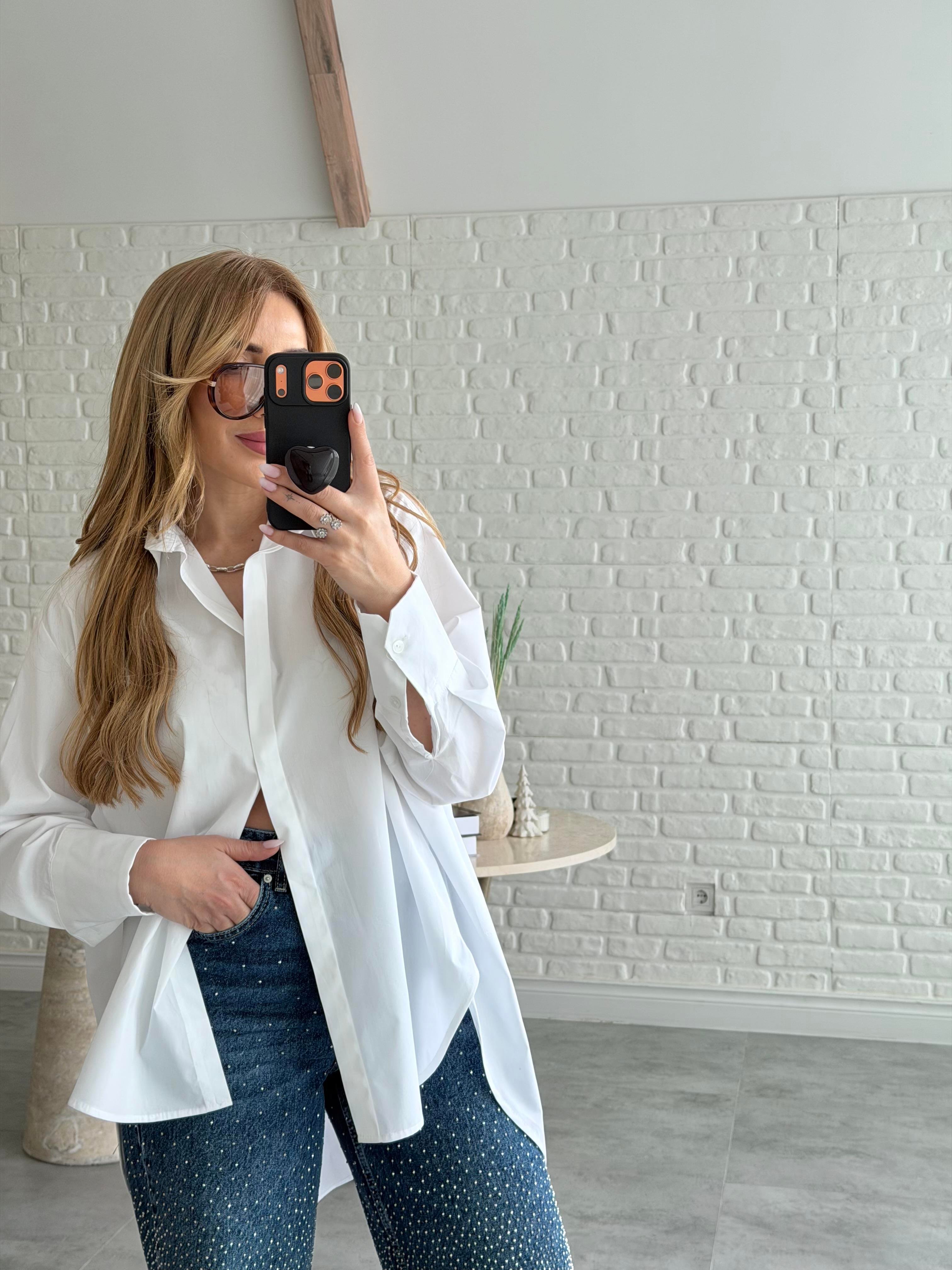 Beyaz Oversize Poplin Gömlek