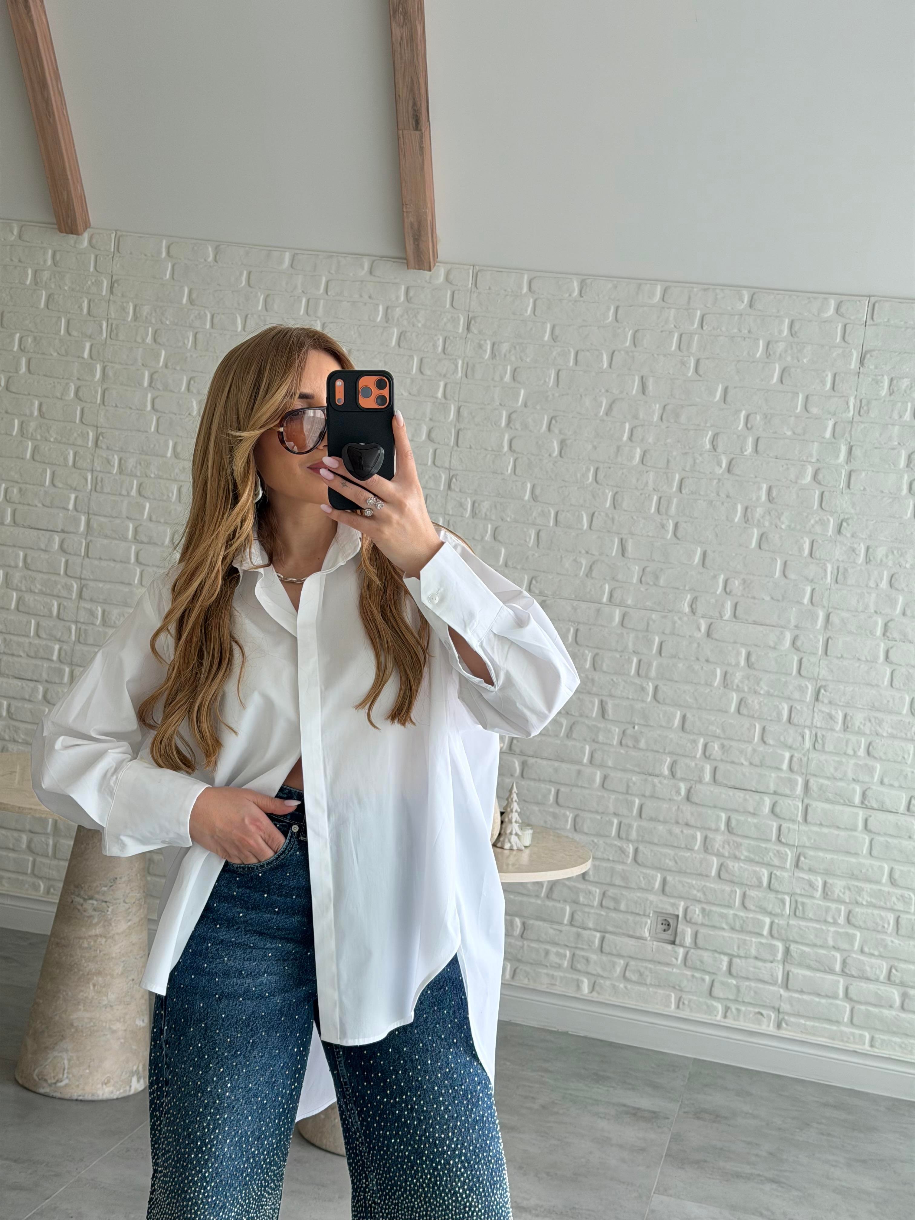 Beyaz Oversize Poplin Gömlek
