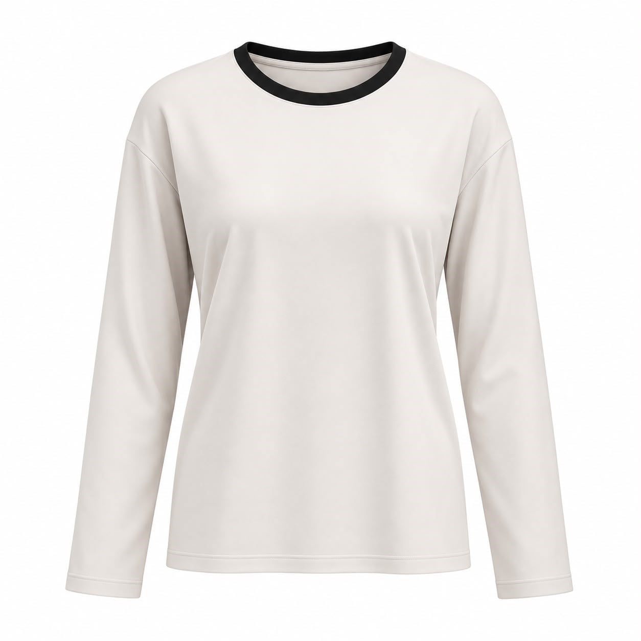 Beyaz Siyah Biyeli Basic T-shirt