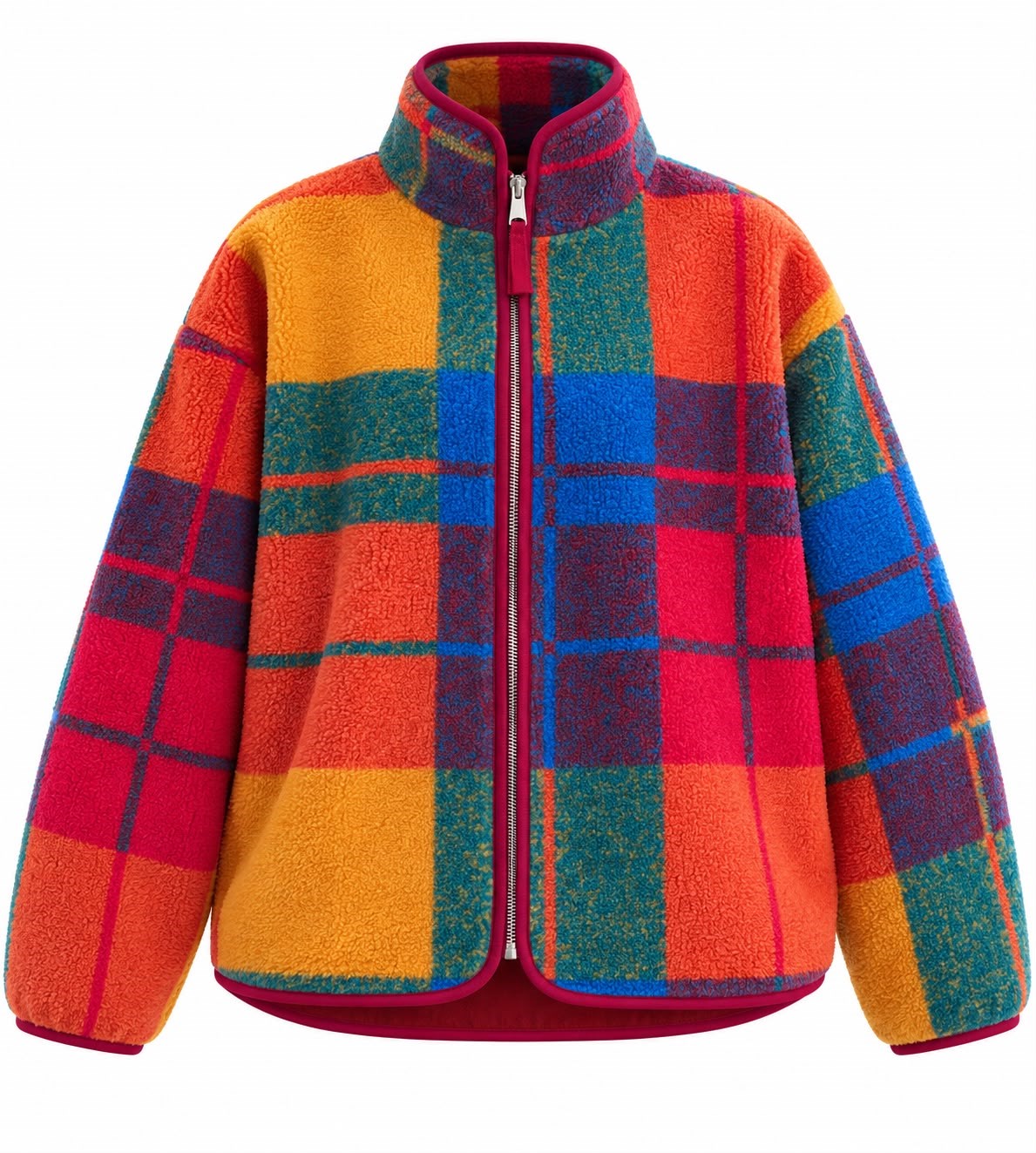 Bordo Kareli Polar Ceket