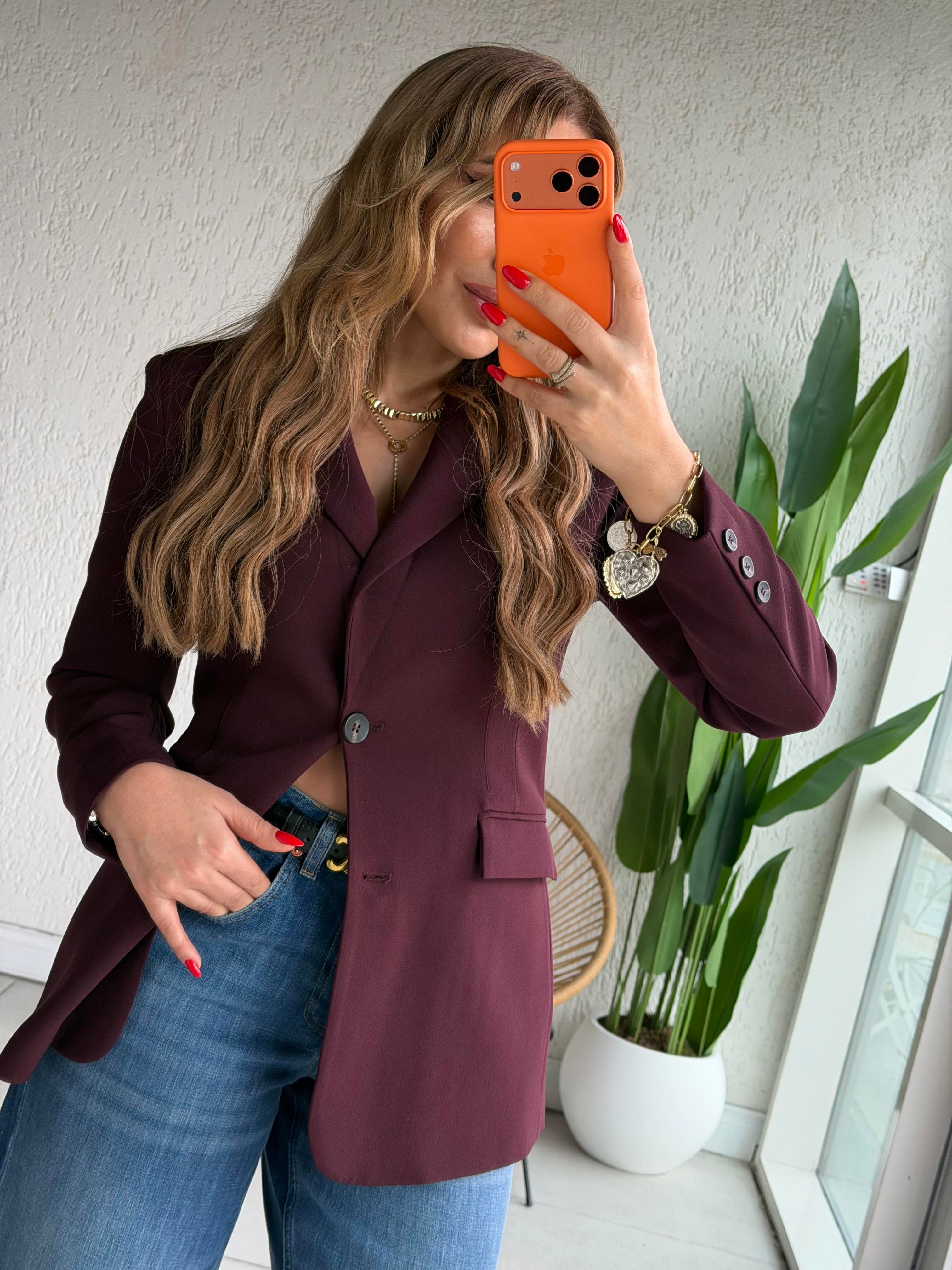 Bordo Pensli Premium Blazer Ceket