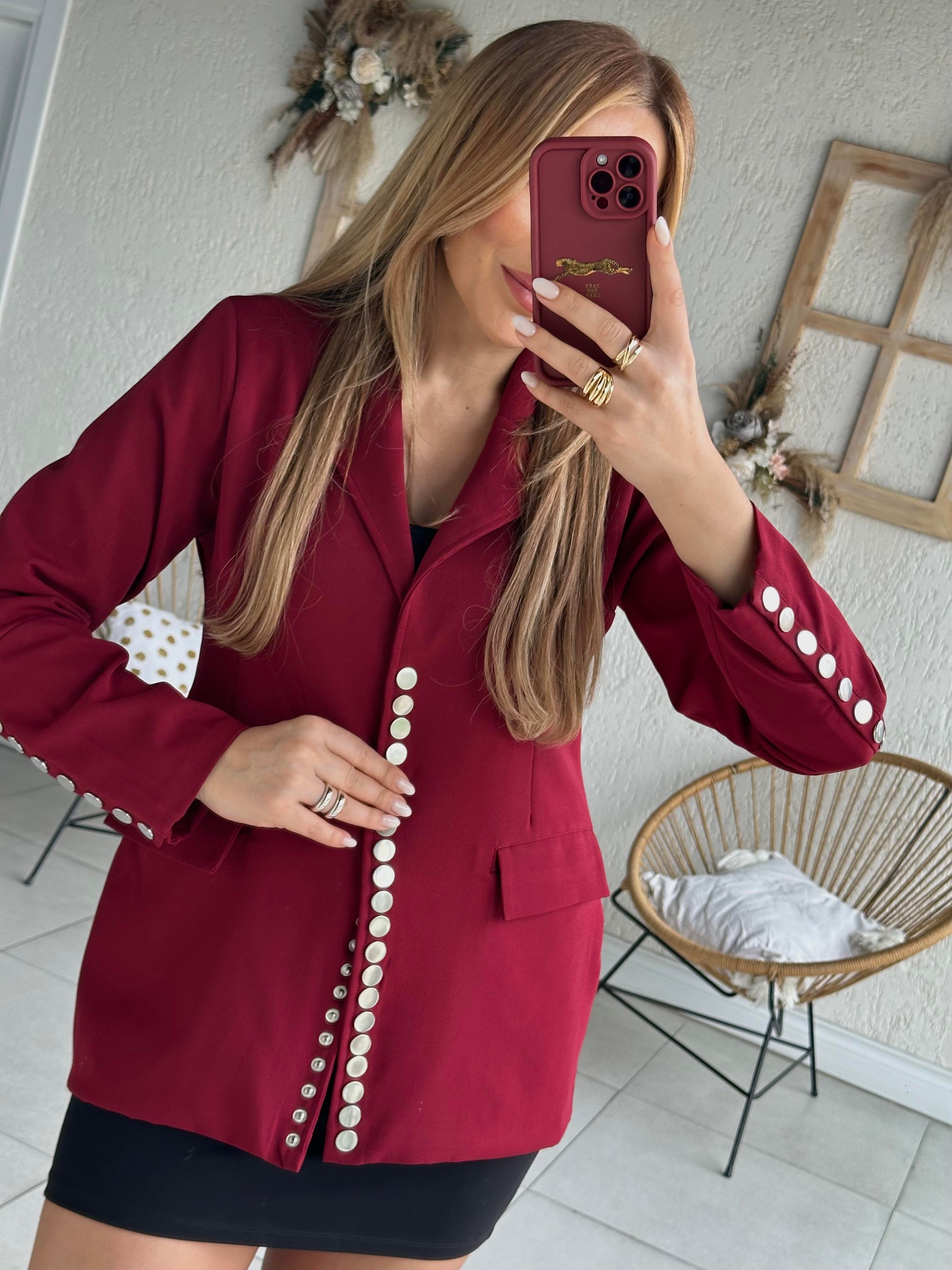 Bordo Premium Tasarım Blazer Ceket