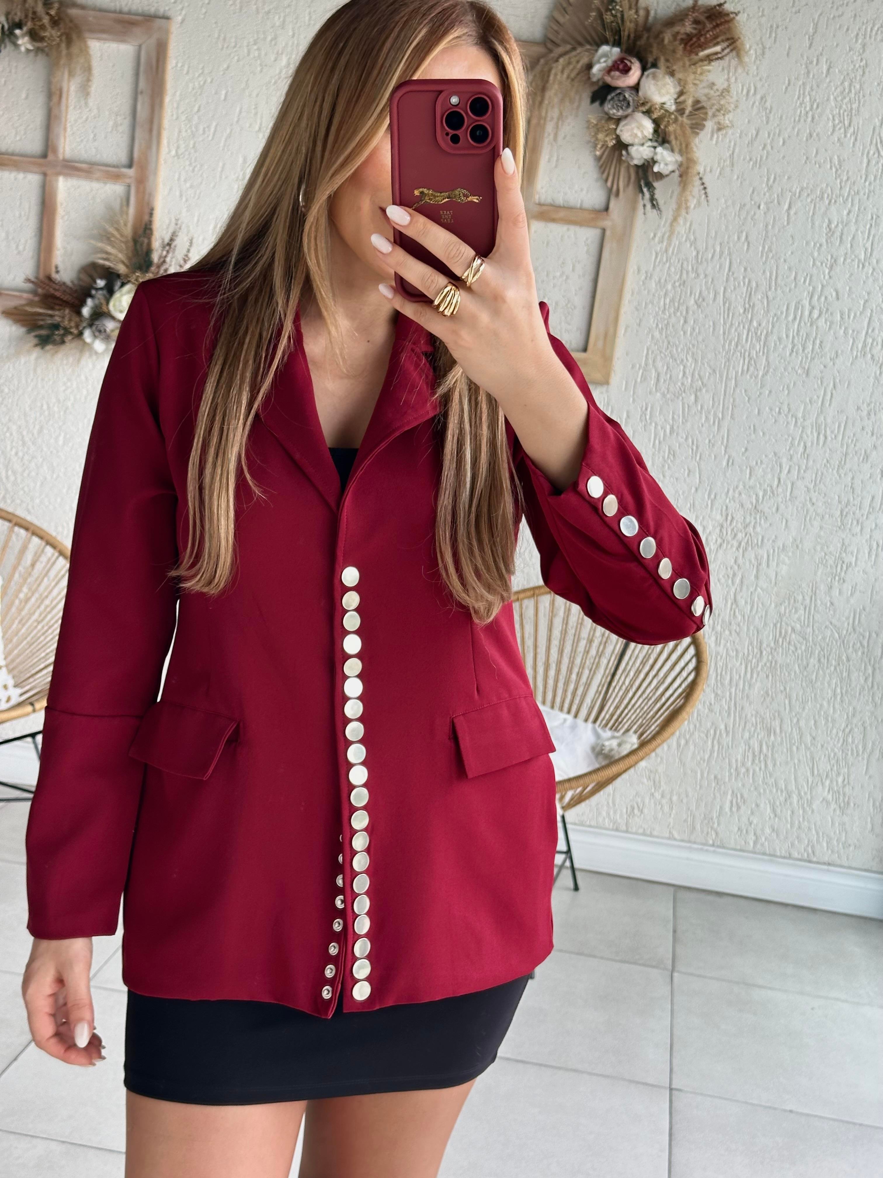 Bordo Premium Tasarım Blazer Ceket