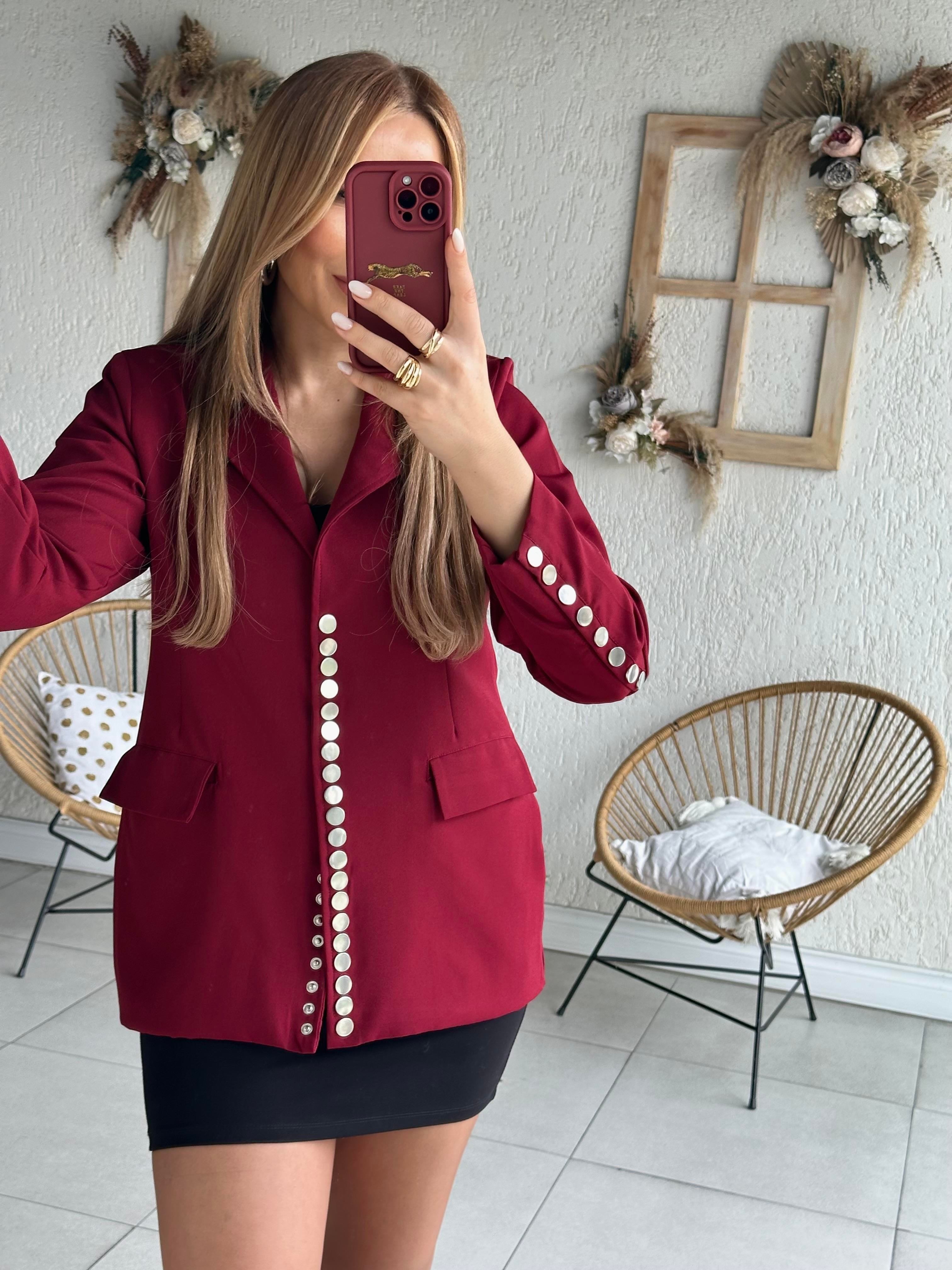 Bordo Premium Tasarım Blazer Ceket
