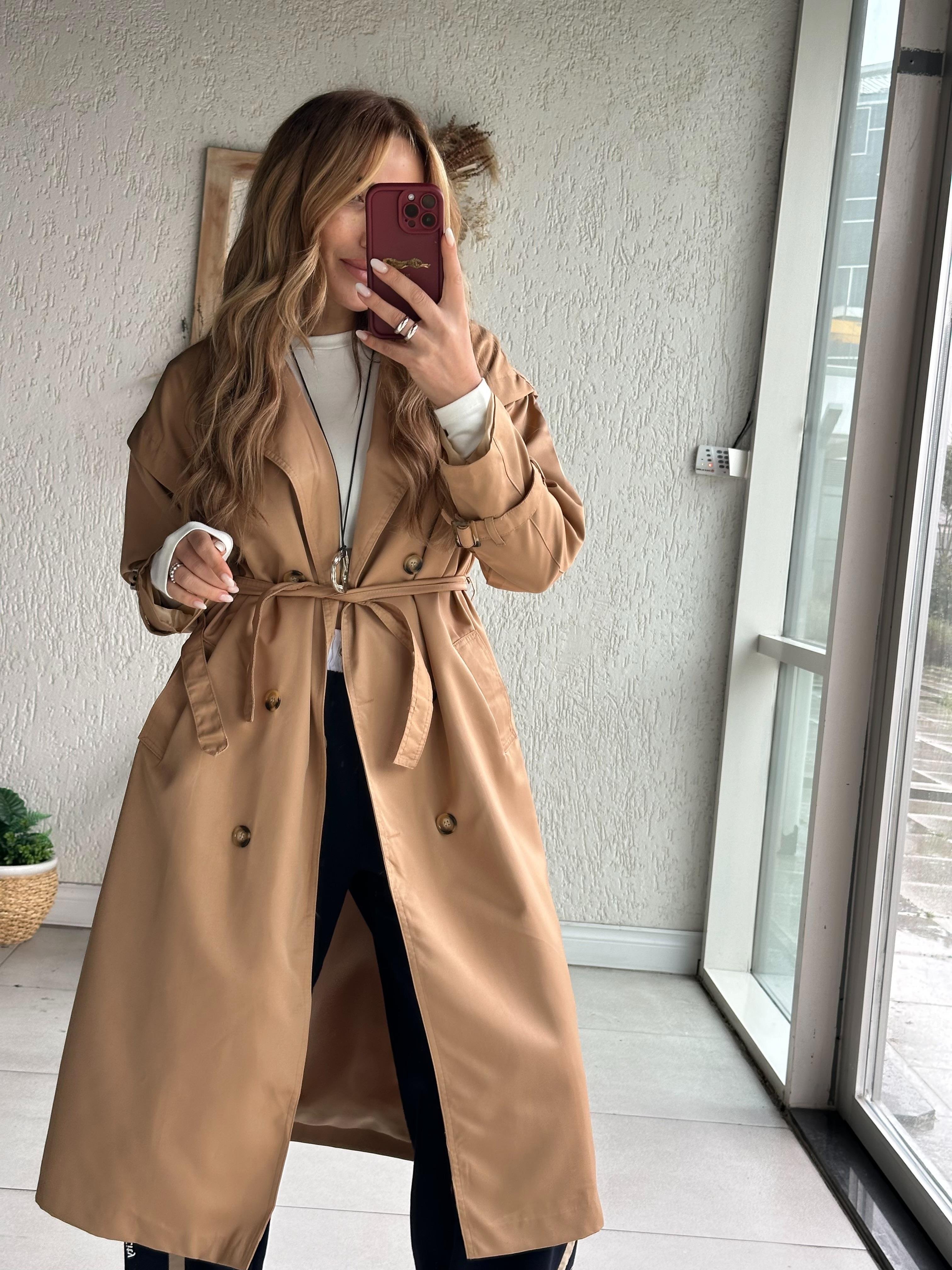 Camel Kuşaklı Trençkot
