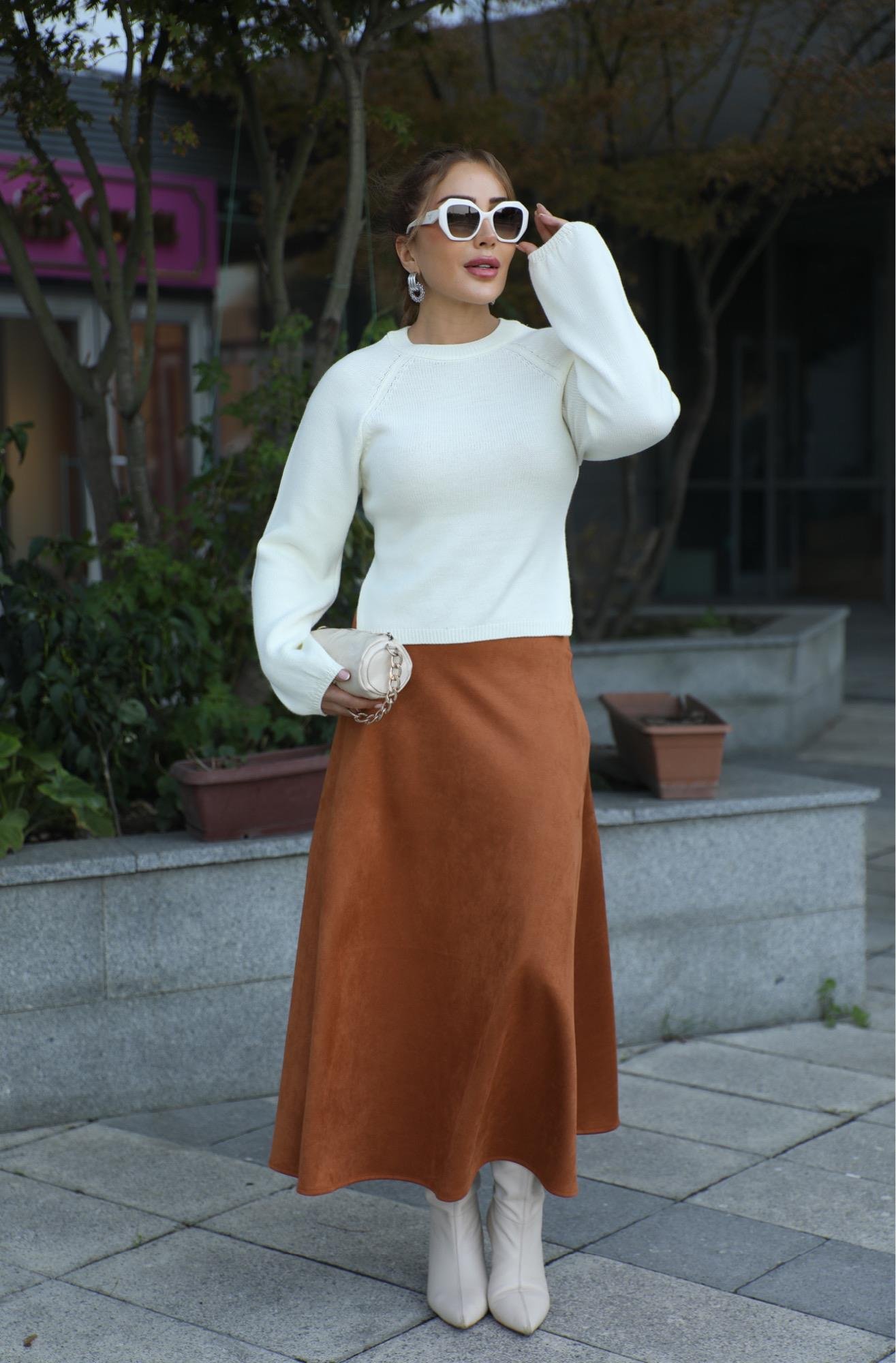 Camel Süet Çan Etek