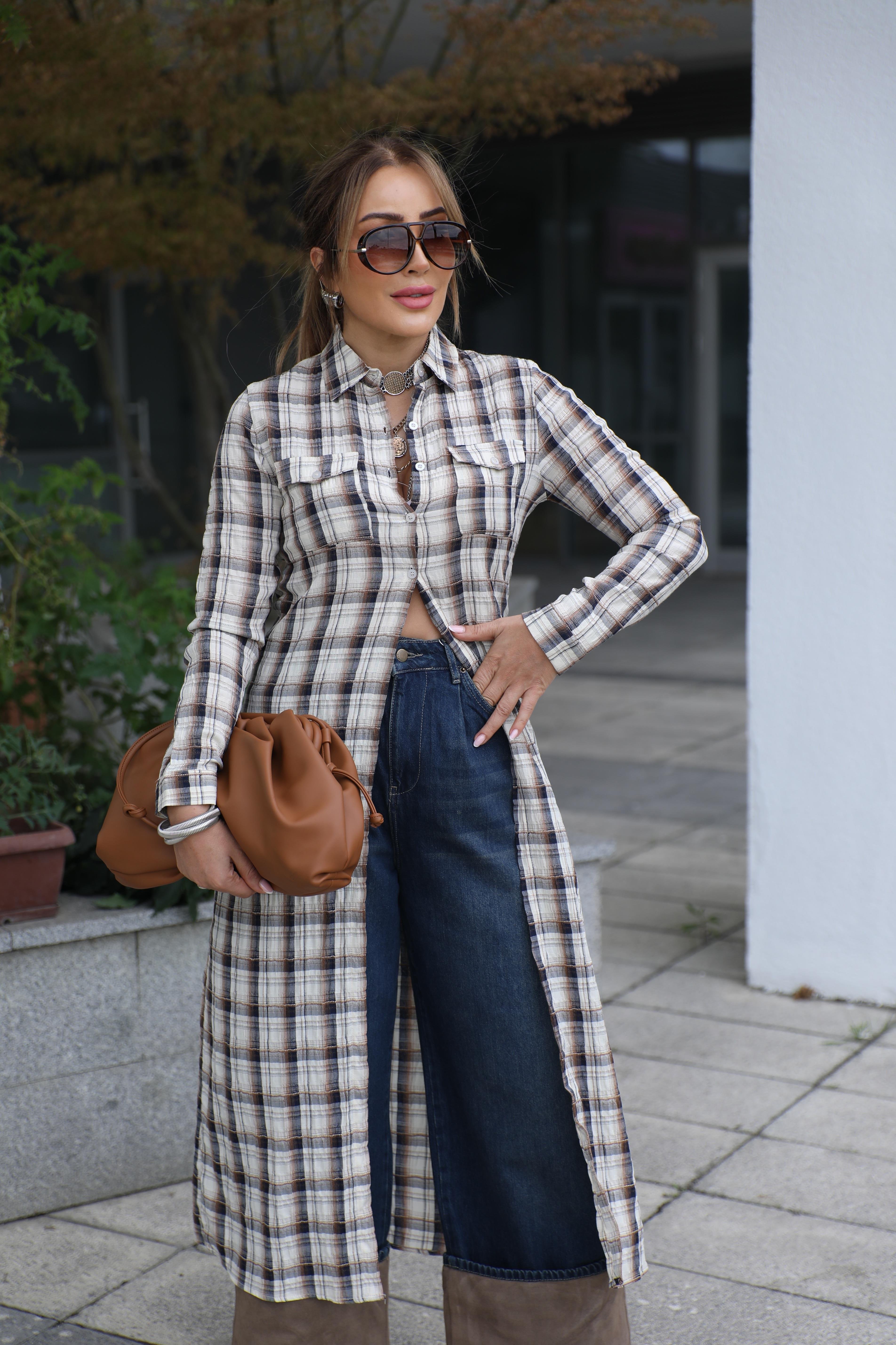 Ekoseli Uzun Gömlek