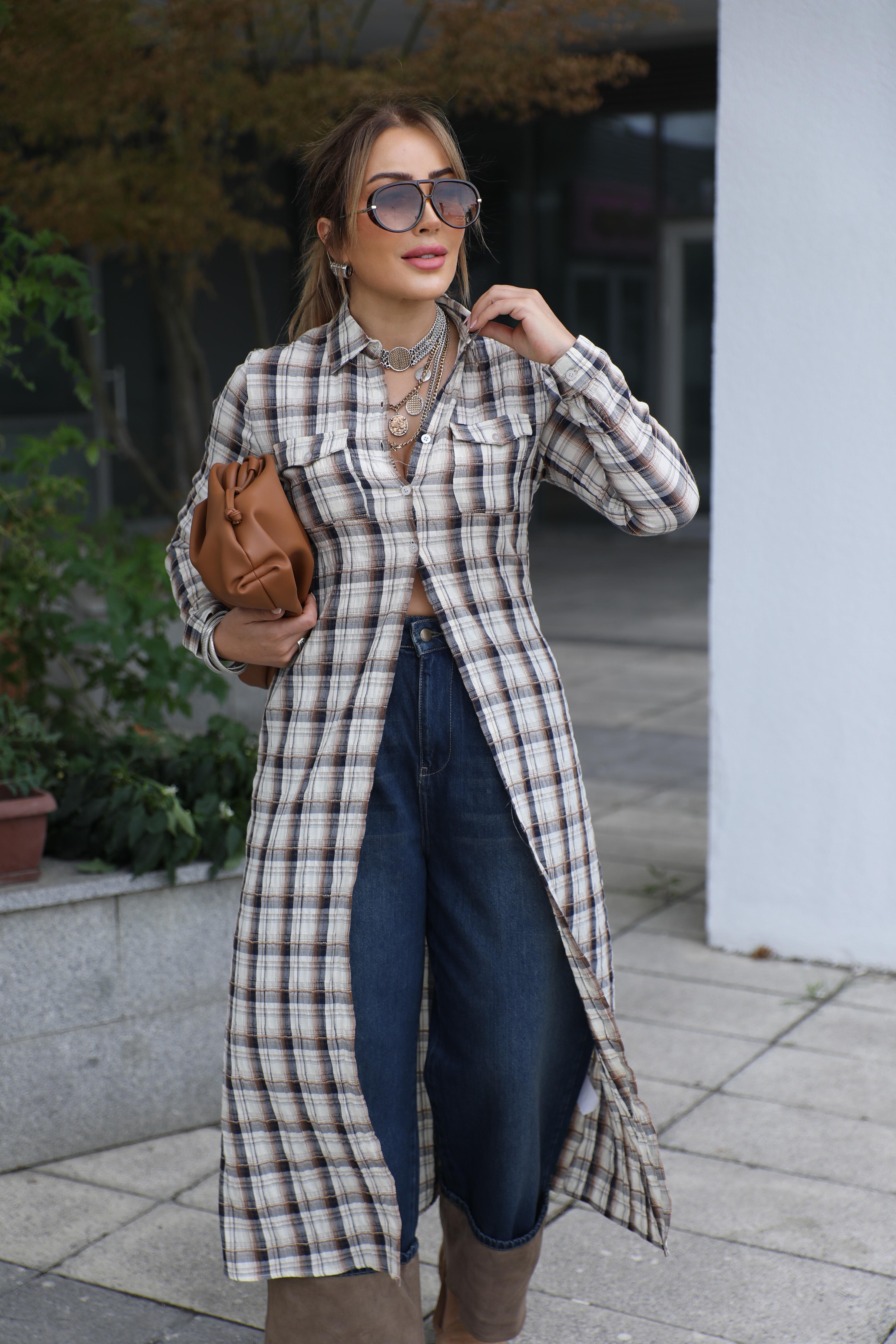 Ekoseli Uzun Gömlek