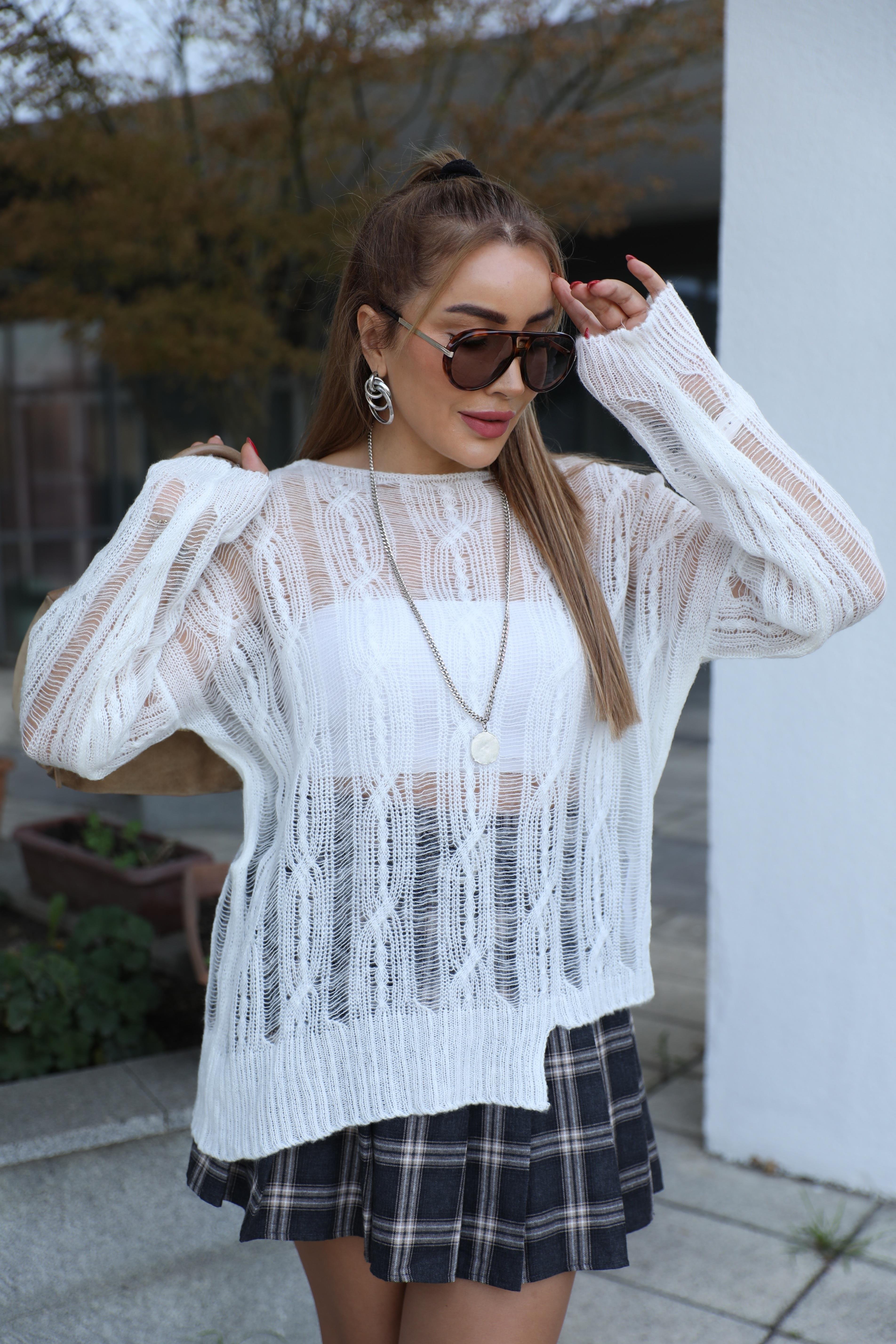 Ekru Ajurlu Triko Kazak 