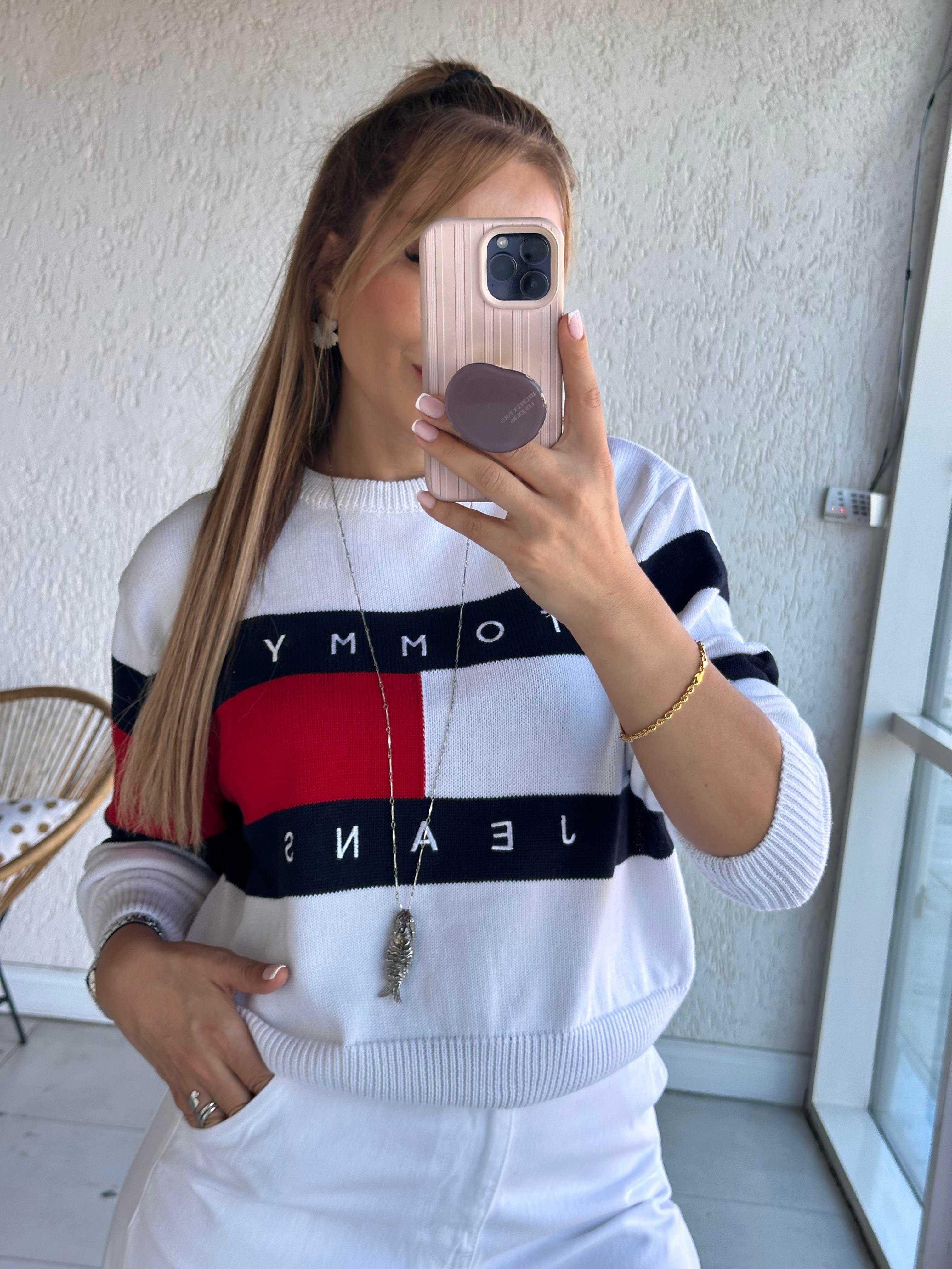 Ekru Nakışlı Triko