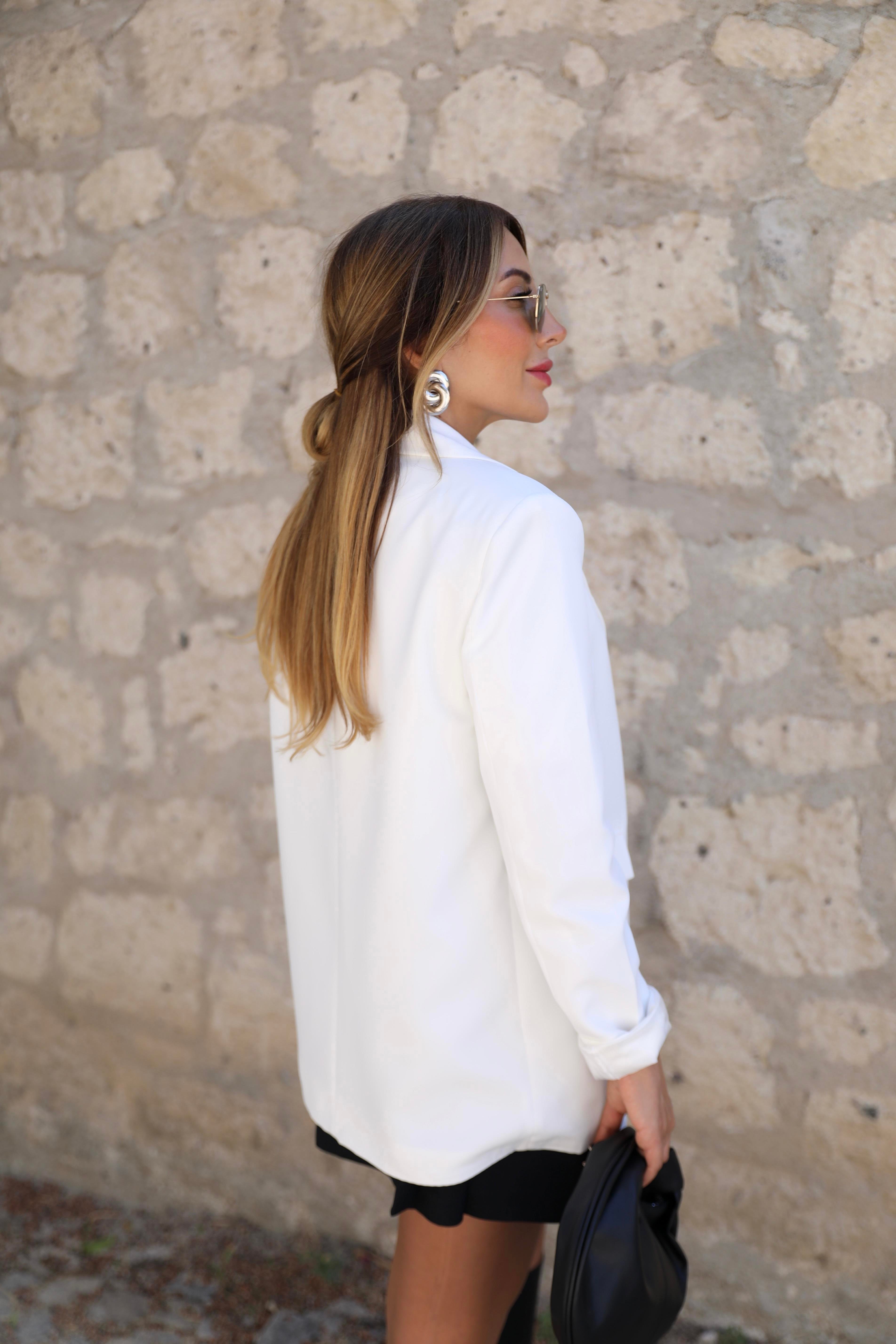 Ekru Oversize Blazer Ceket