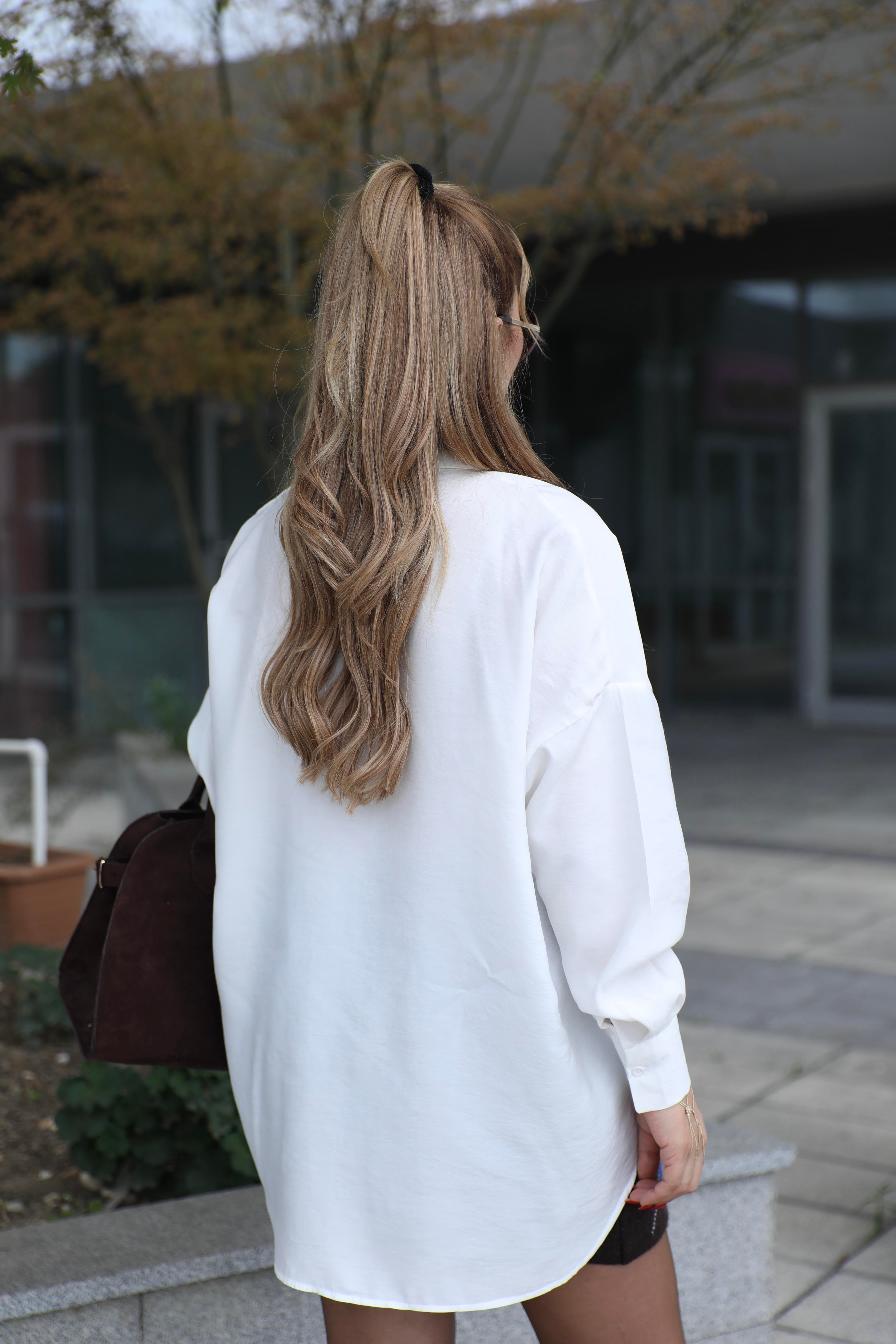 Ekru Oversize Salaş Gömlek