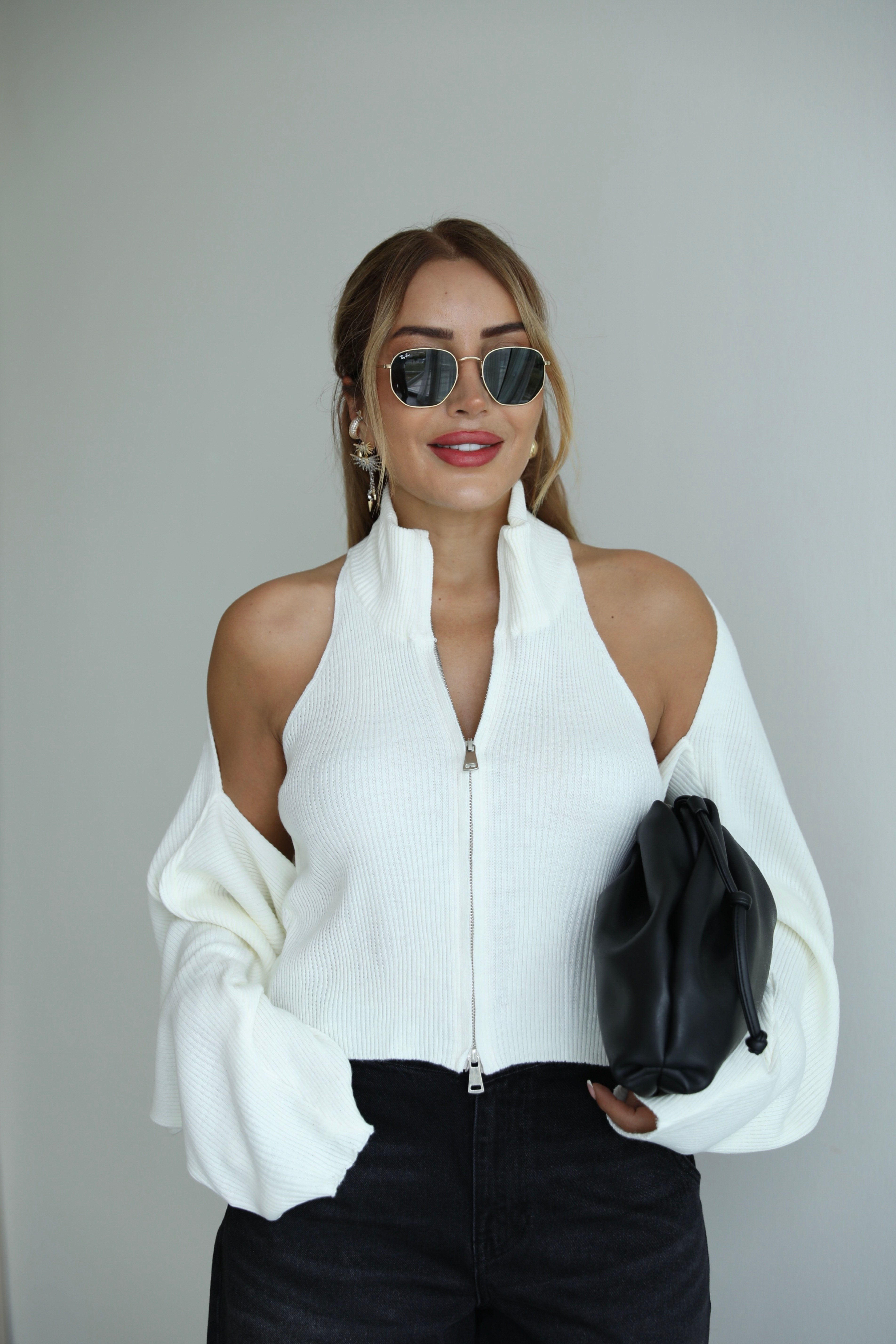 Ekru Triko Bluz Bolero Takım 