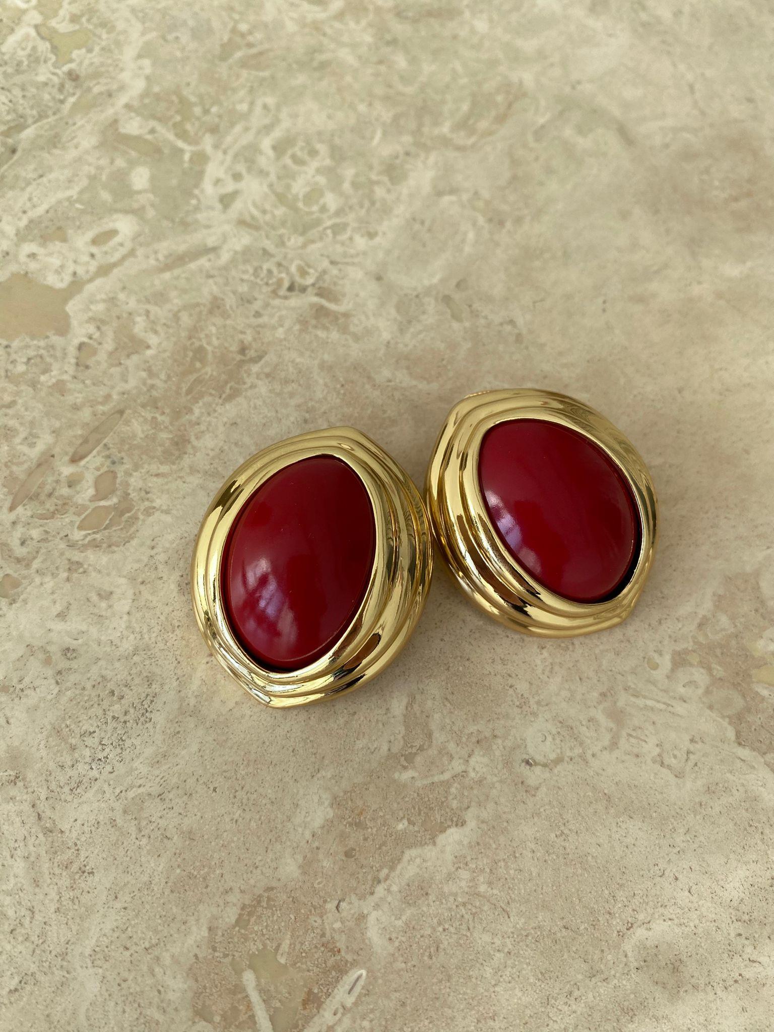 Gold Bordo Su Damlası Küpe