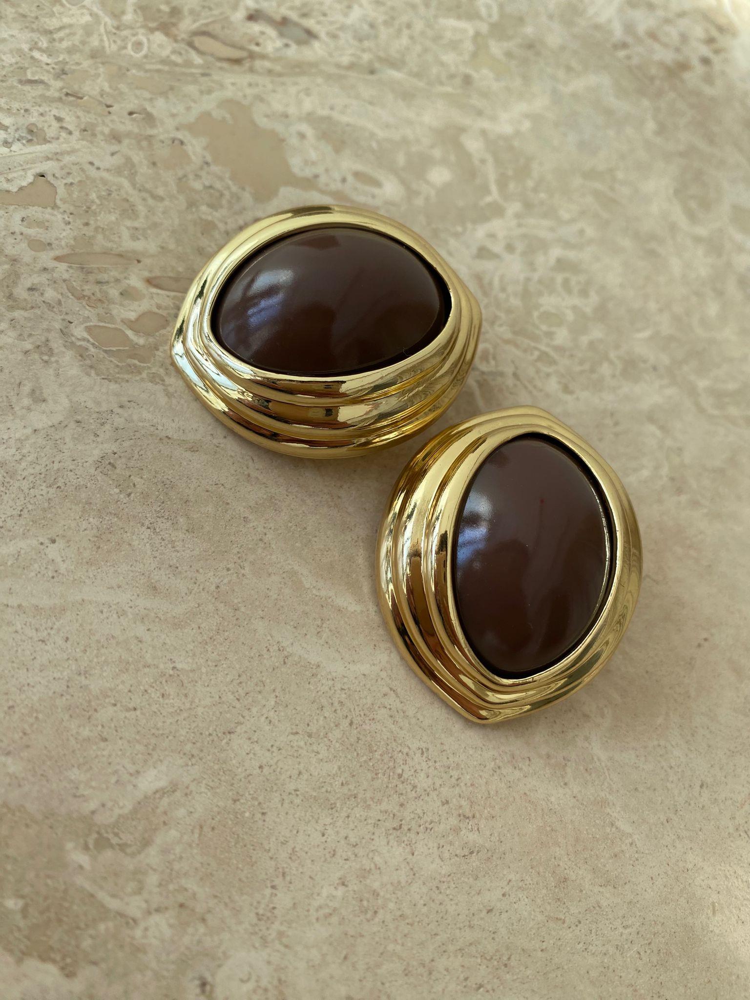 Gold Kahve Su Damlası Küpe