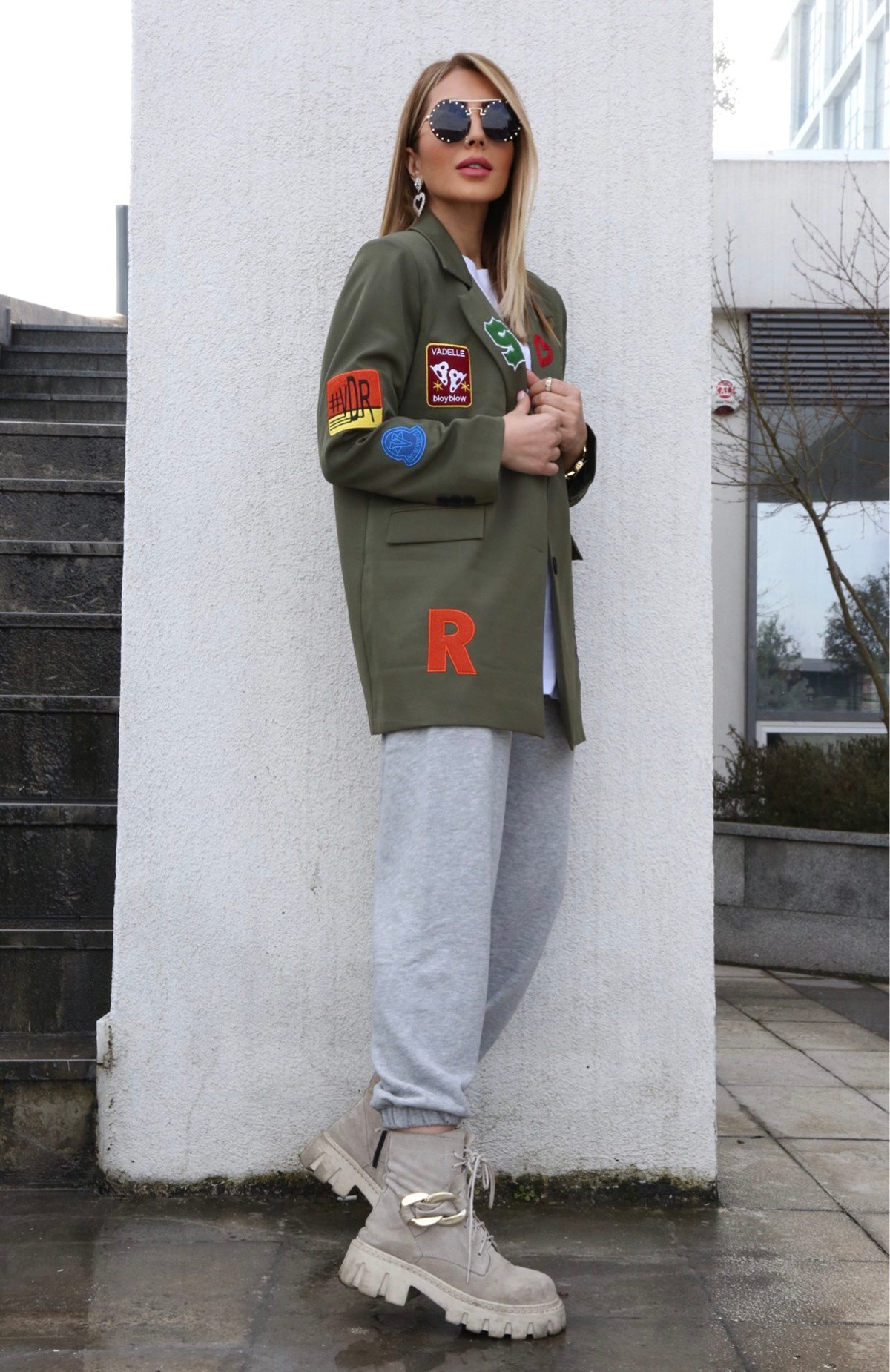 Haki Armalı Blazer Ceket