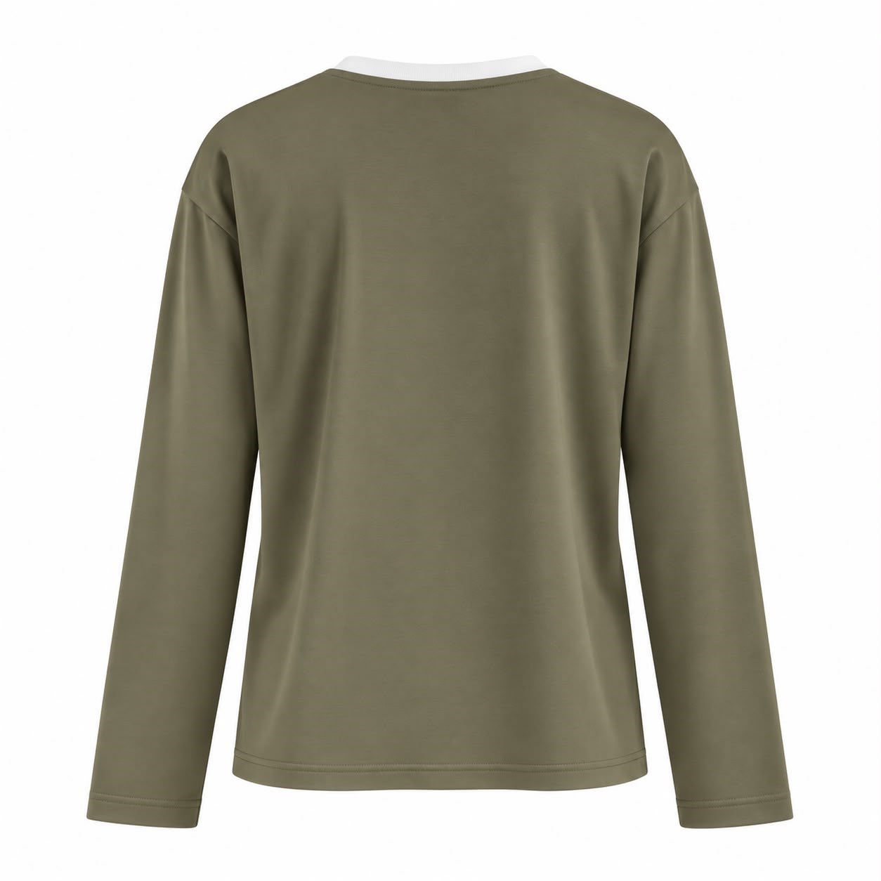 Haki Beyaz Biyeli Basic T-shirt