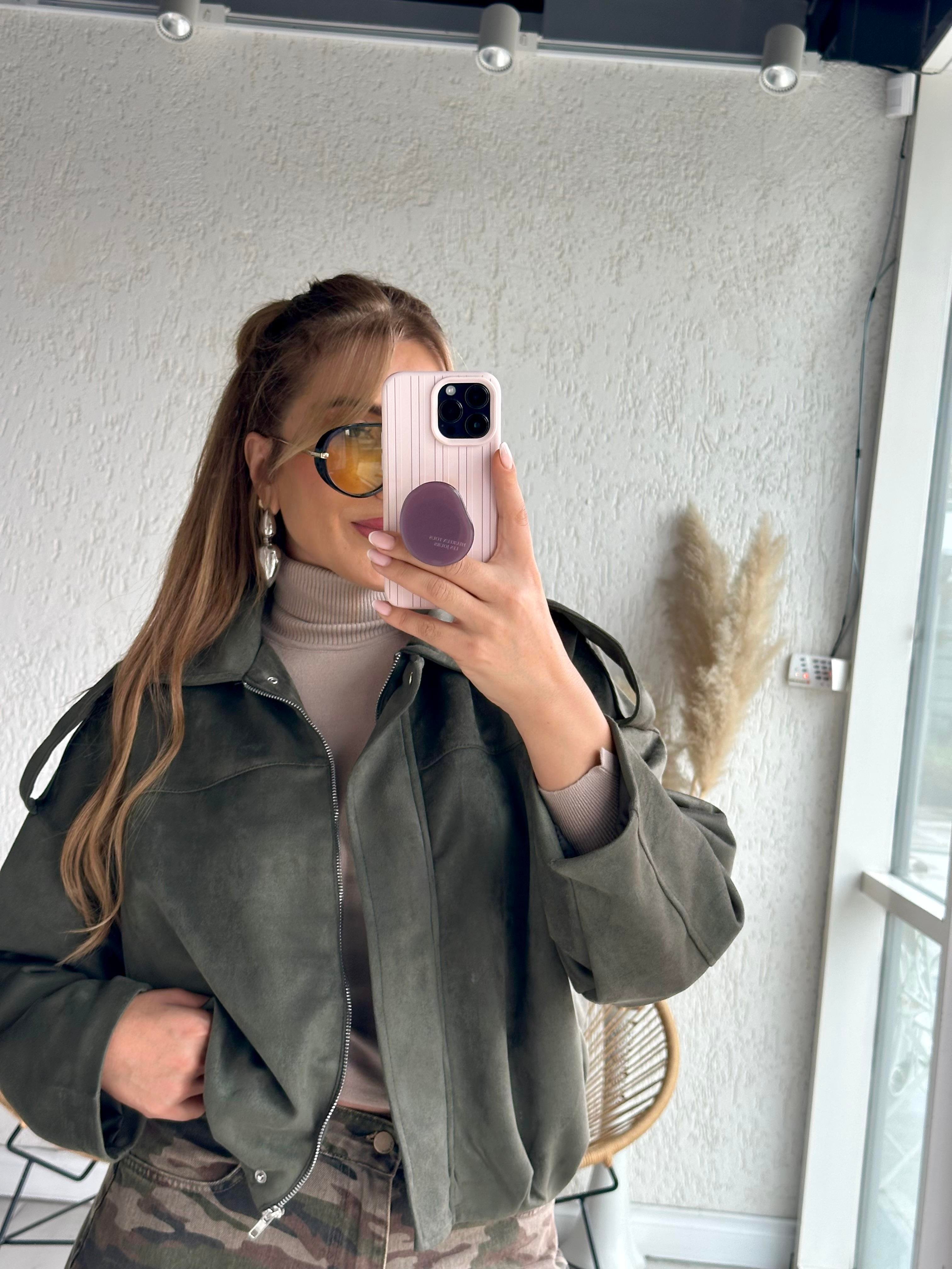 Haki Süet Bomber Ceket