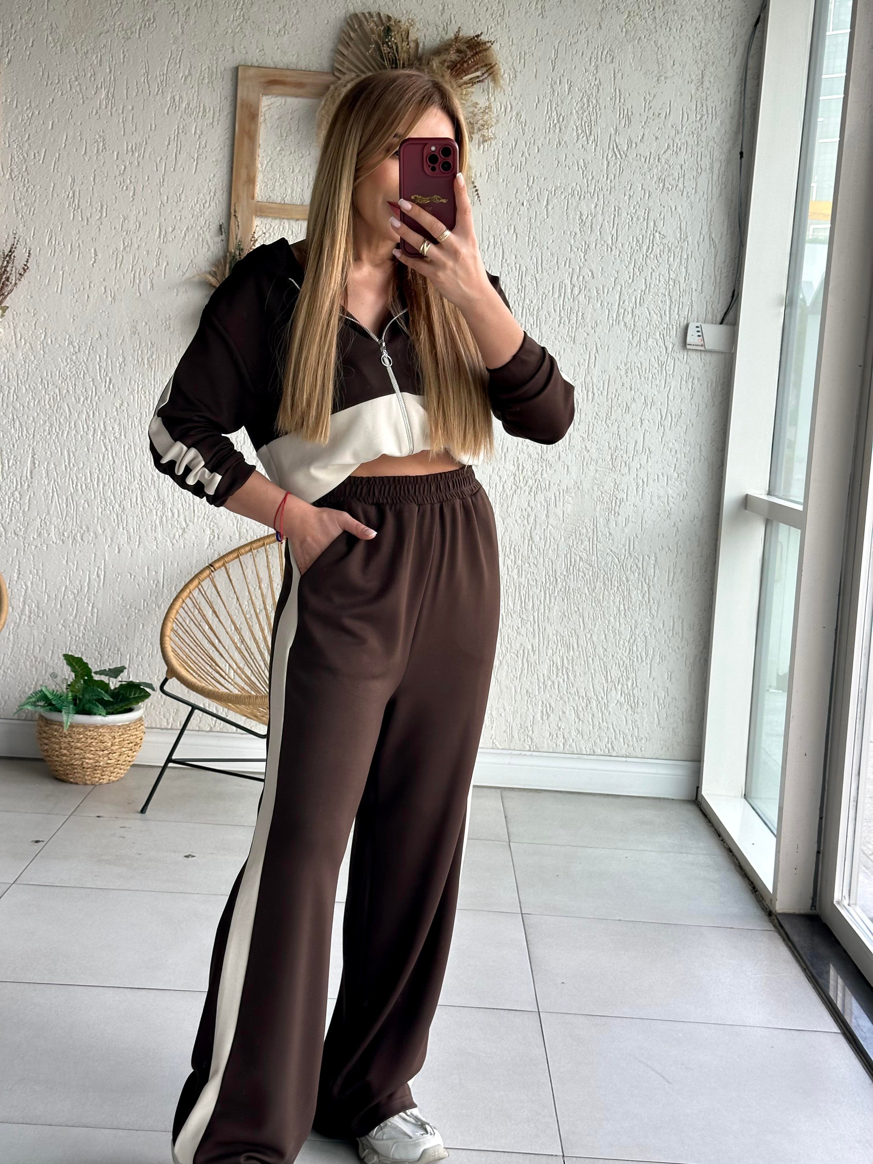 Kahve Bej Detaylı Takım
