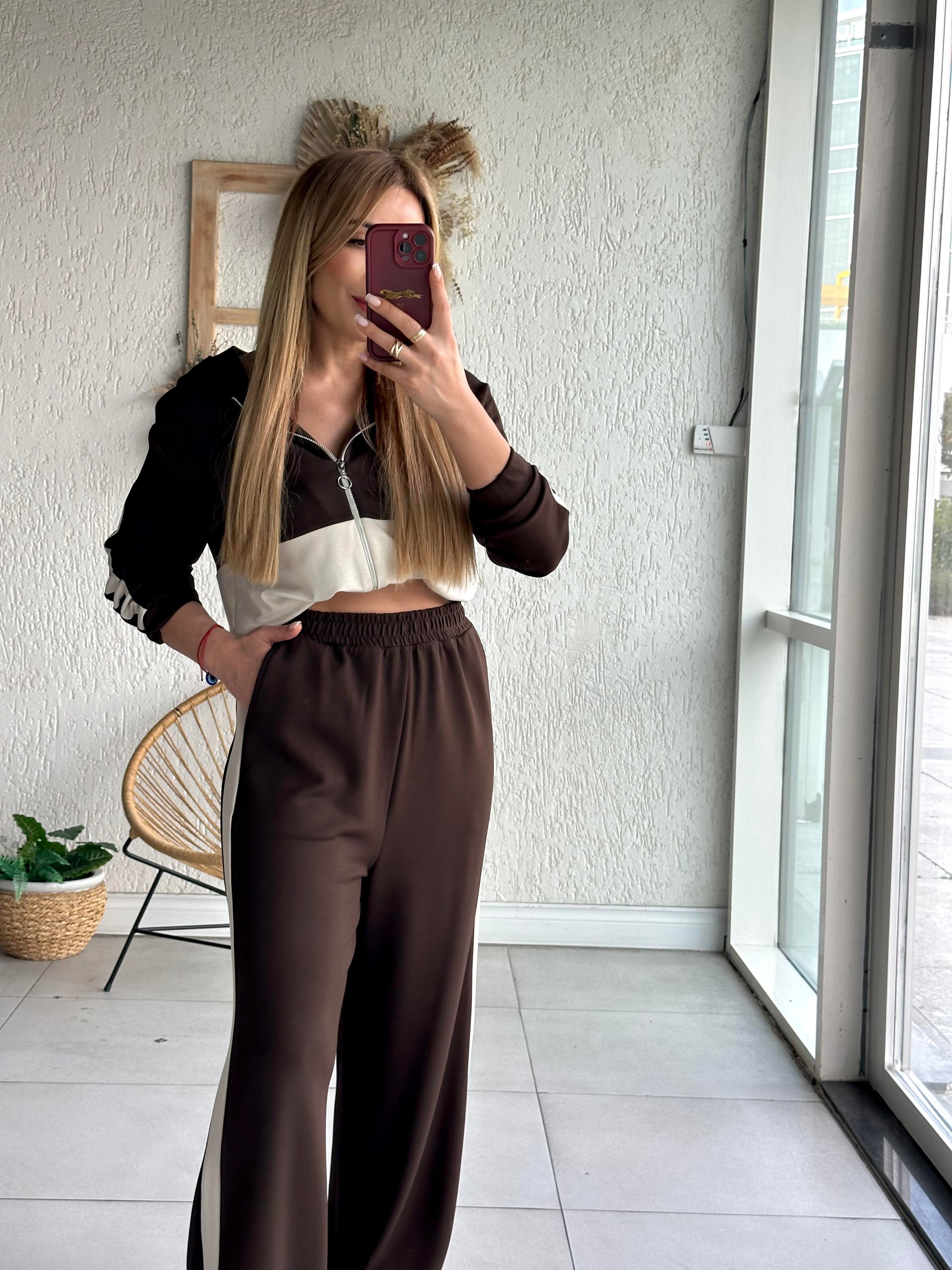 Kahve Bej Detaylı Takım