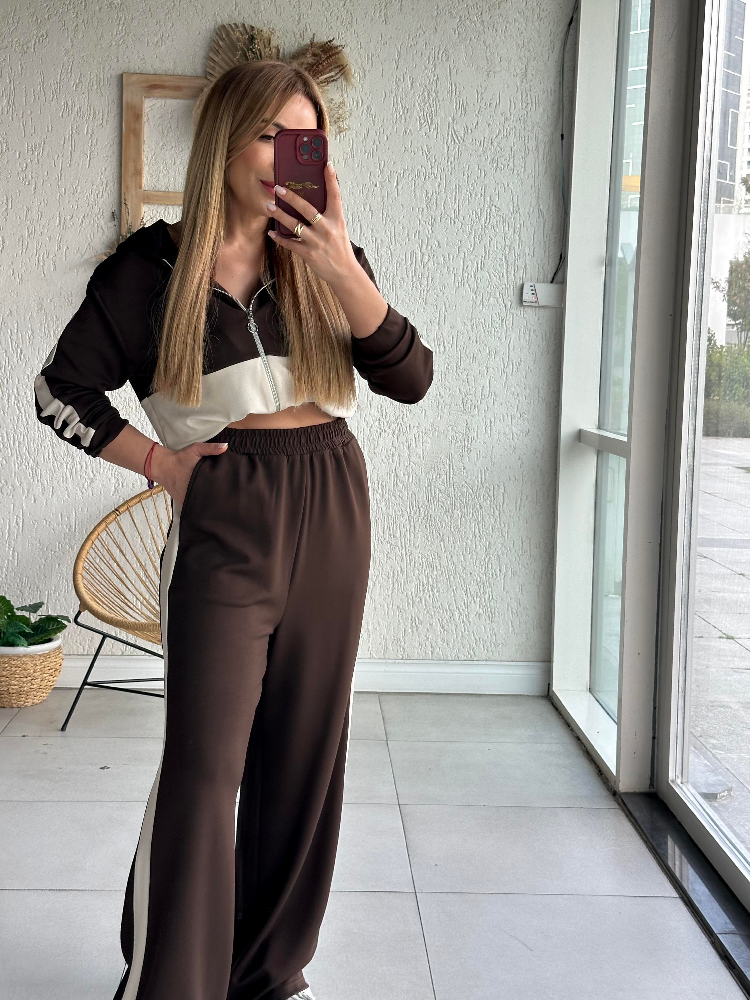 Kahve Bej Detaylı Takım